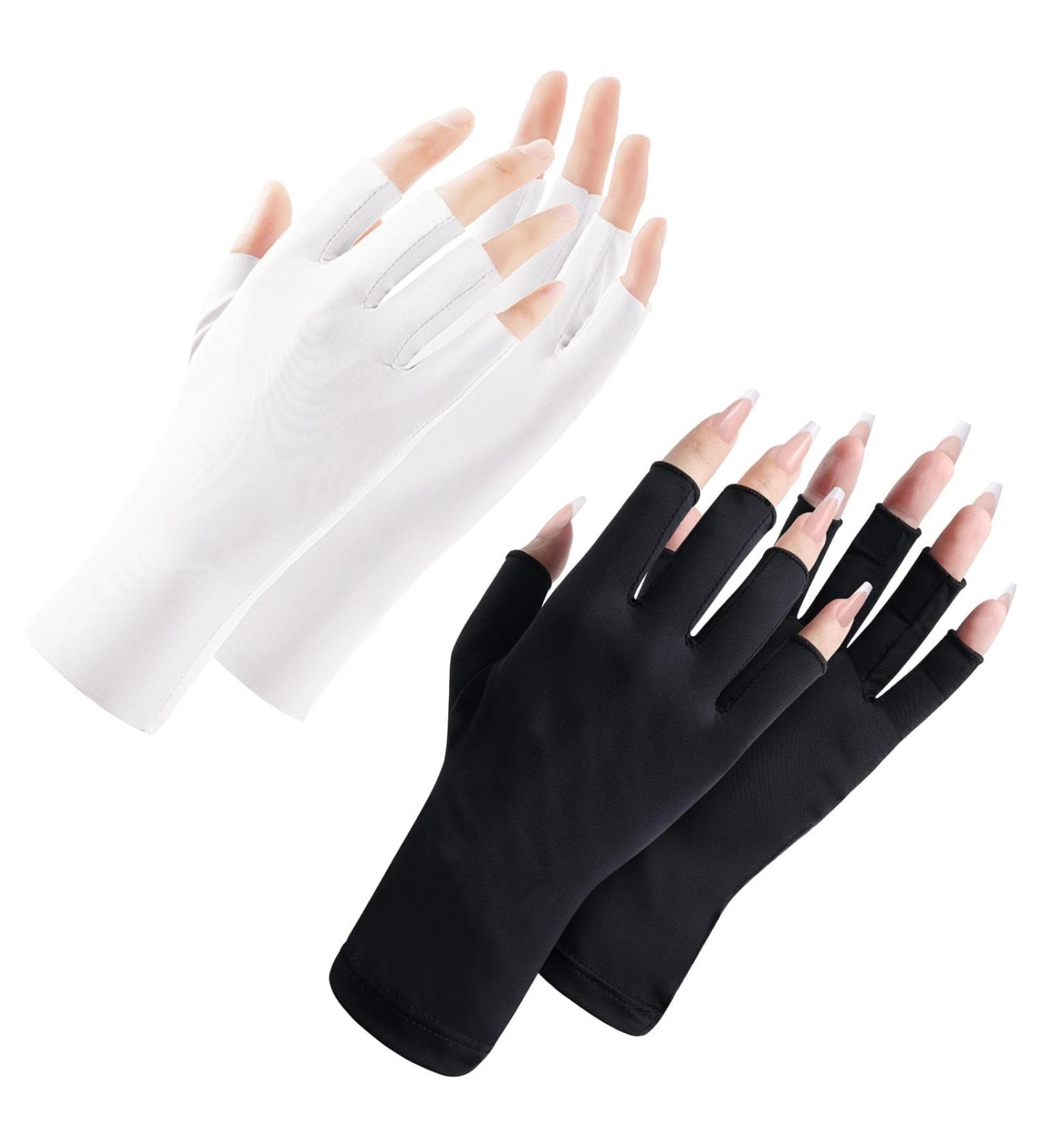 SSKHE UV Gloves for Gel Nails 2 Pairs UV Protection Gloves Women UV Protection Fingerless Glove for Nail Lamp Skin Care Fingerless Gloves Protect Hands from UV Harm(Black And White) - Buy Online on GoSupps.com