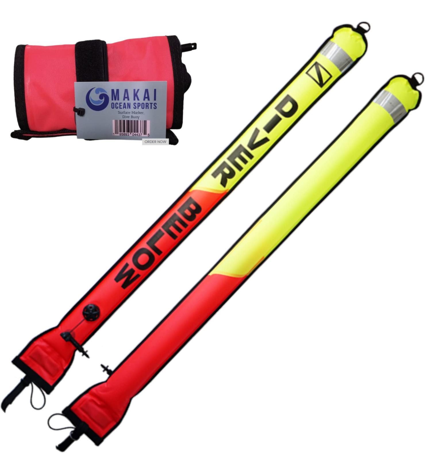 Makai Ocean Sports 4ft Inflatable Surface Marker Buoy | High Visibility Dual Color SMB for Scuba Diving & Snorkeling - Buy Online on GoSupps.com