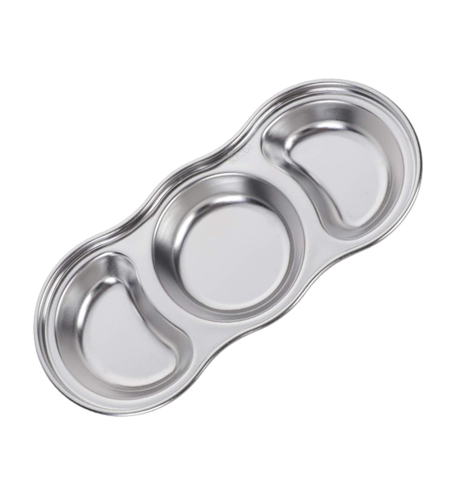 Sauce Dipping Saucer Sauce Dipping Bowls Appetizer Plates Serving Dish 304 Stainless Steel Seasoning Plate Three Grids Durable Sauce Dish Suitable for Dips Salads Desserts Fruit Soy Sauce Bow - Buy Online on GoSupps.com