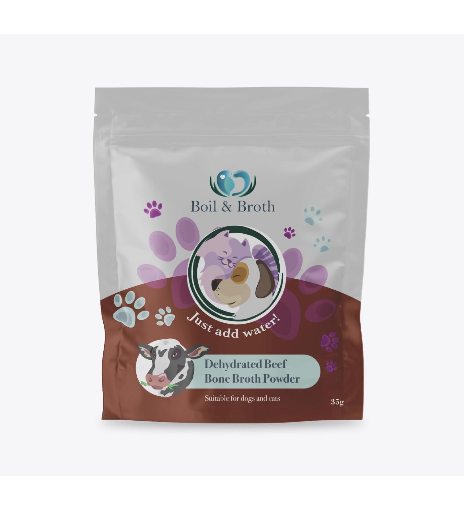 Boil & Broth Beef Broth Powder for Dogs | 100% Pure Collagen | Grass-Fed Bones | Hip & Joint Support | Digestion | 21 Servings - Buy Online on GoSupps.com