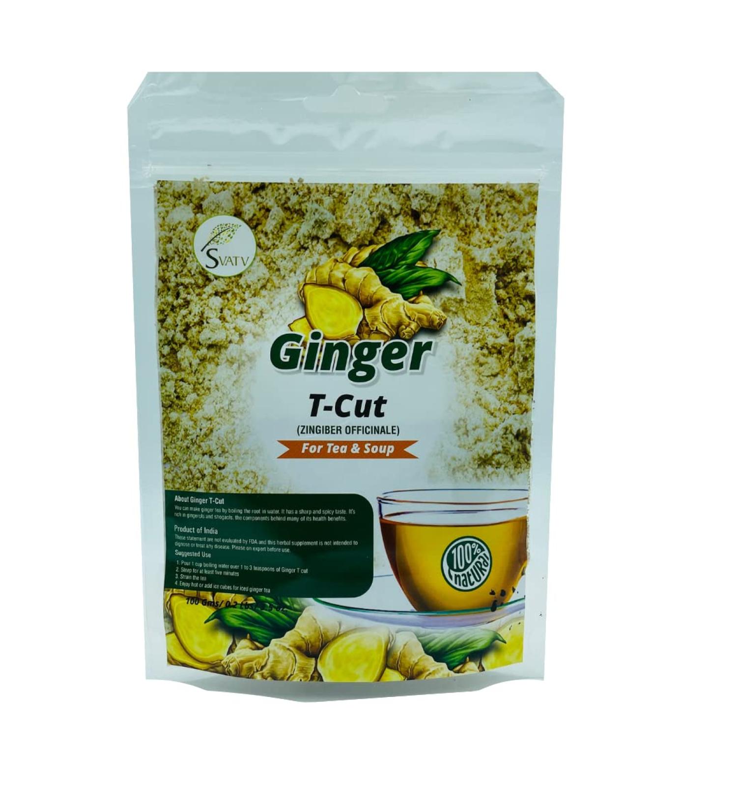 SVATV Ginger Loose tea Cut granules | Loose Leaf Herbal Tea | Boosts immunity | Excellent for tea coffee Pastries & cooking - 100g 3.52 oz 0.22 Lbs - Buy Online on GoSupps.com