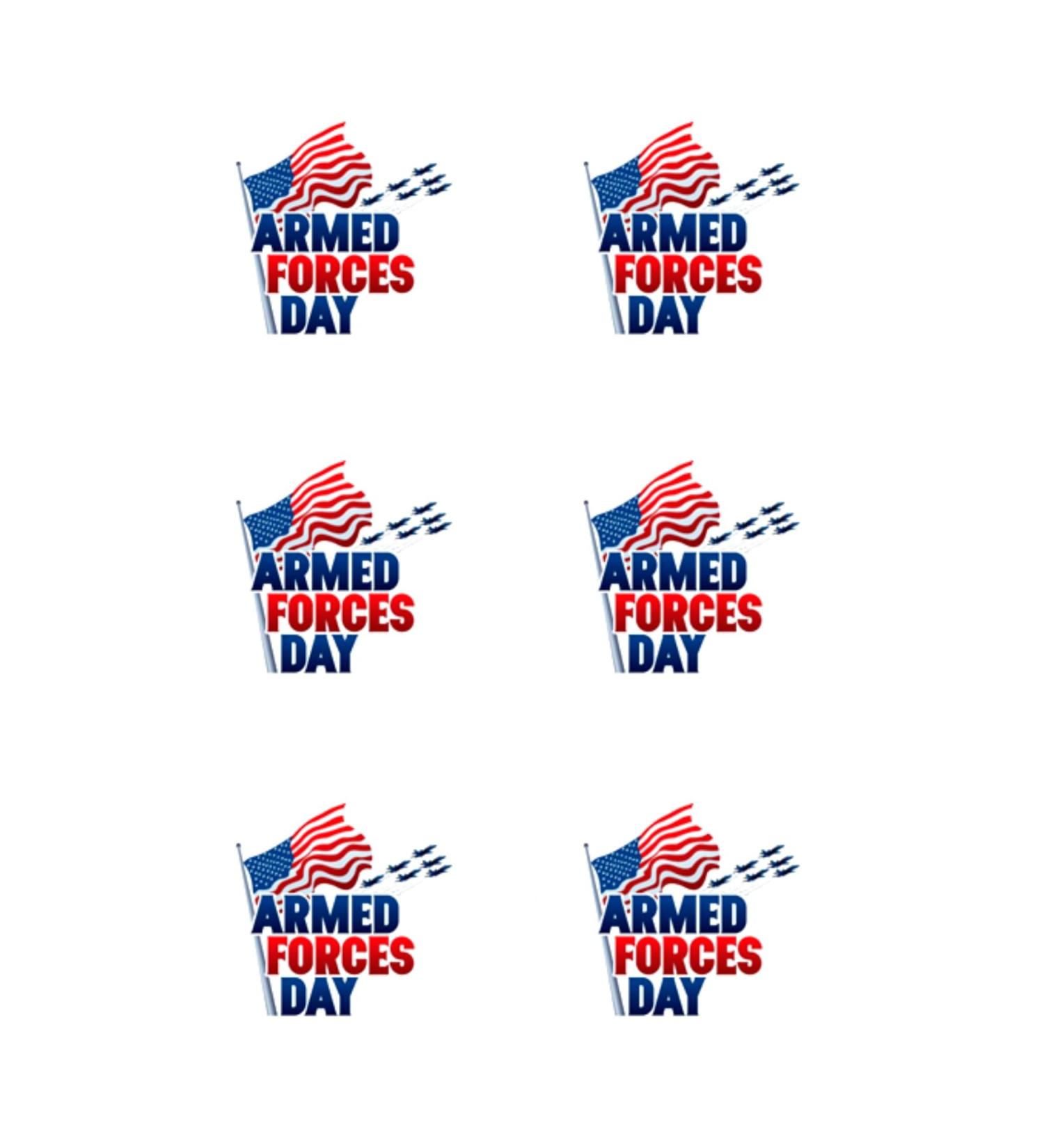 6 x Armed Forces Day Edible Wafer or Icing Cupcake Topper Fun Party Cake Decorations Perfect For Brownies Cookies Muffins & More! (Edible Wafer Card)