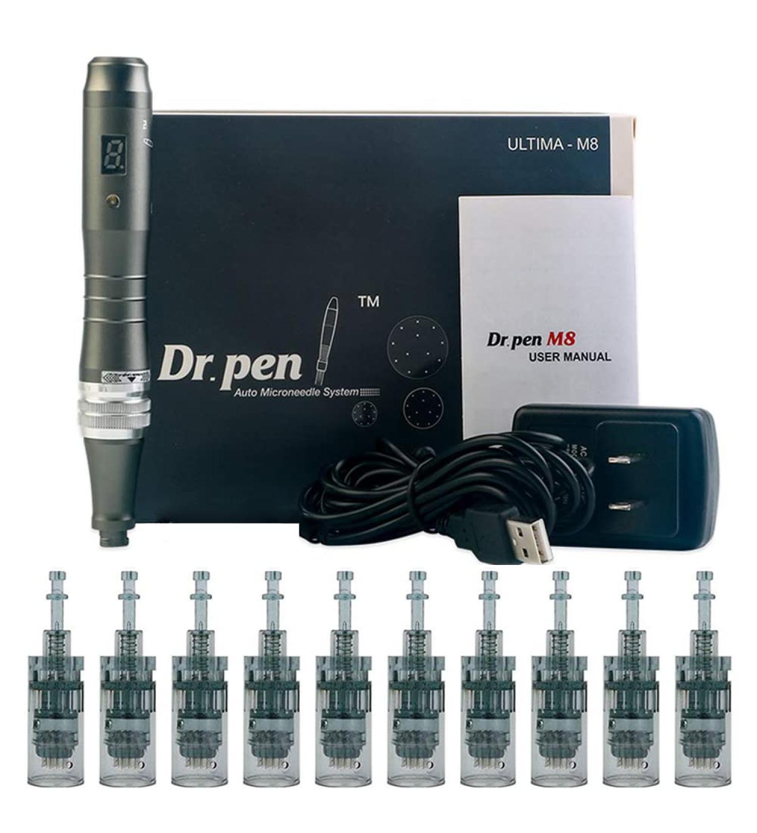 Dr. Pen Ultima M8 Professional Microneedling Pen Kit - 10 Pcs Cartridges - 0.25mm Pins - Best Skin Care Tool for Face and Body - Buy Online on GoSupps.com