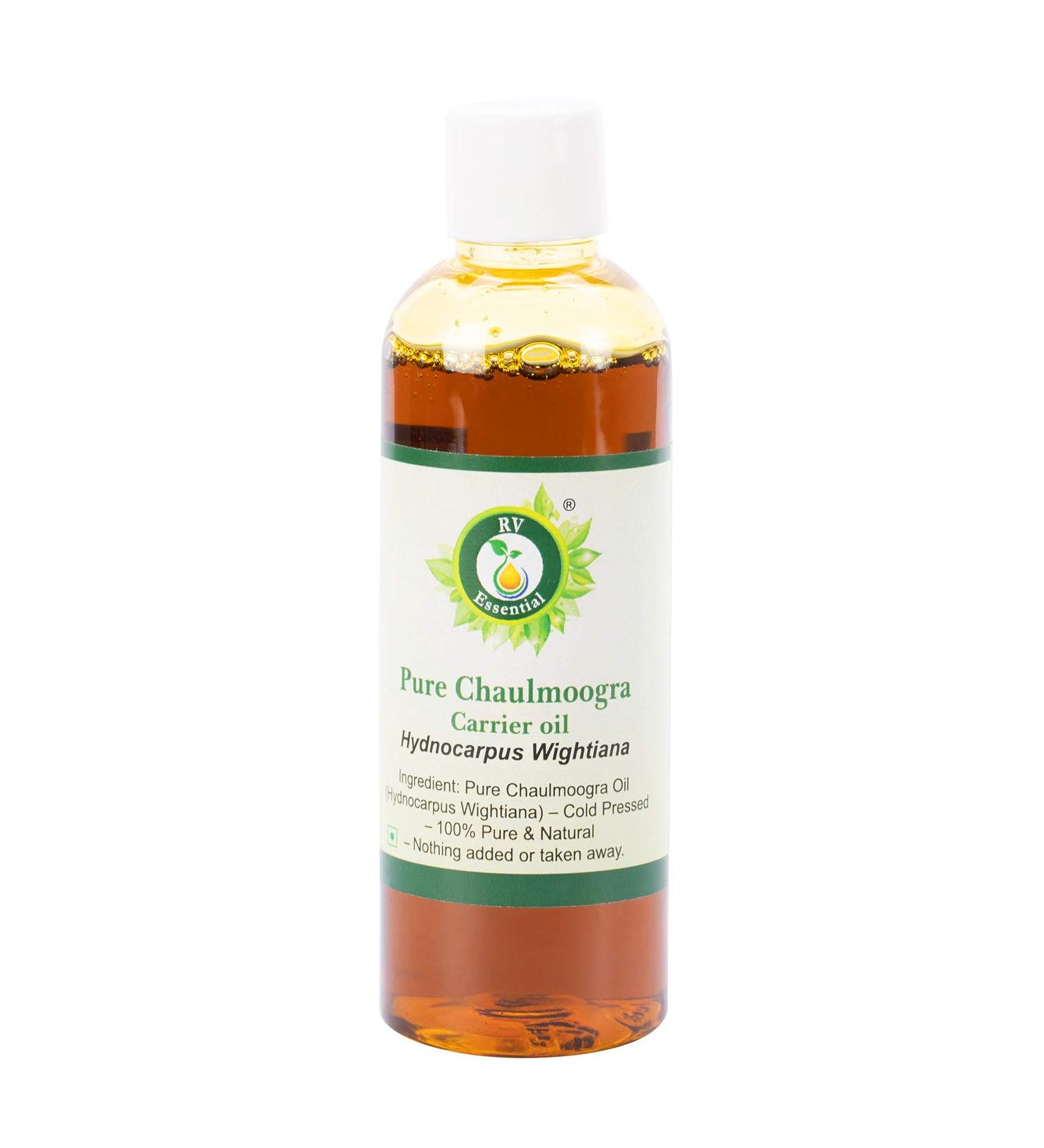 Huile Chaulmoogra | Hydnocarpus Wightiana | Pour les cheveux | Pour la peau | 100% naturel pur | Press froid | Non raffin | Chaulmoogra Oil | 100ml | 3.38oz By R V Essential - Buy Online on GoSupps.com