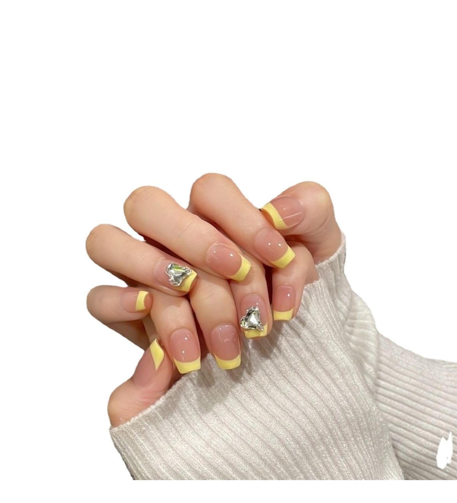 Handmade nail art wearing nails wearing lemon heart transparent small and fresh nail patches fake nail art 10PCS(L) - Buy Online on GoSupps.com