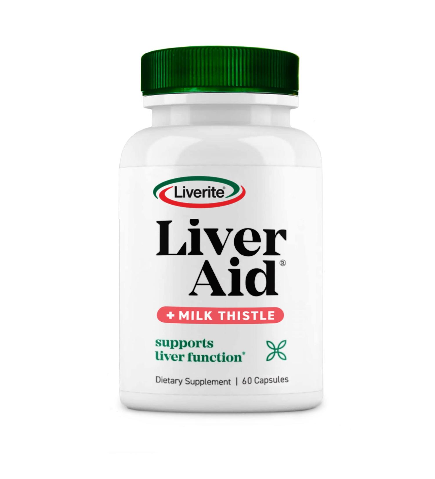 LIVERITE Liver Aid with Milk Thistle 60 Capsules - Liver Support & Cleanse for Energy - 60 Count (Pack of 1) - Buy Online on GoSupps.com