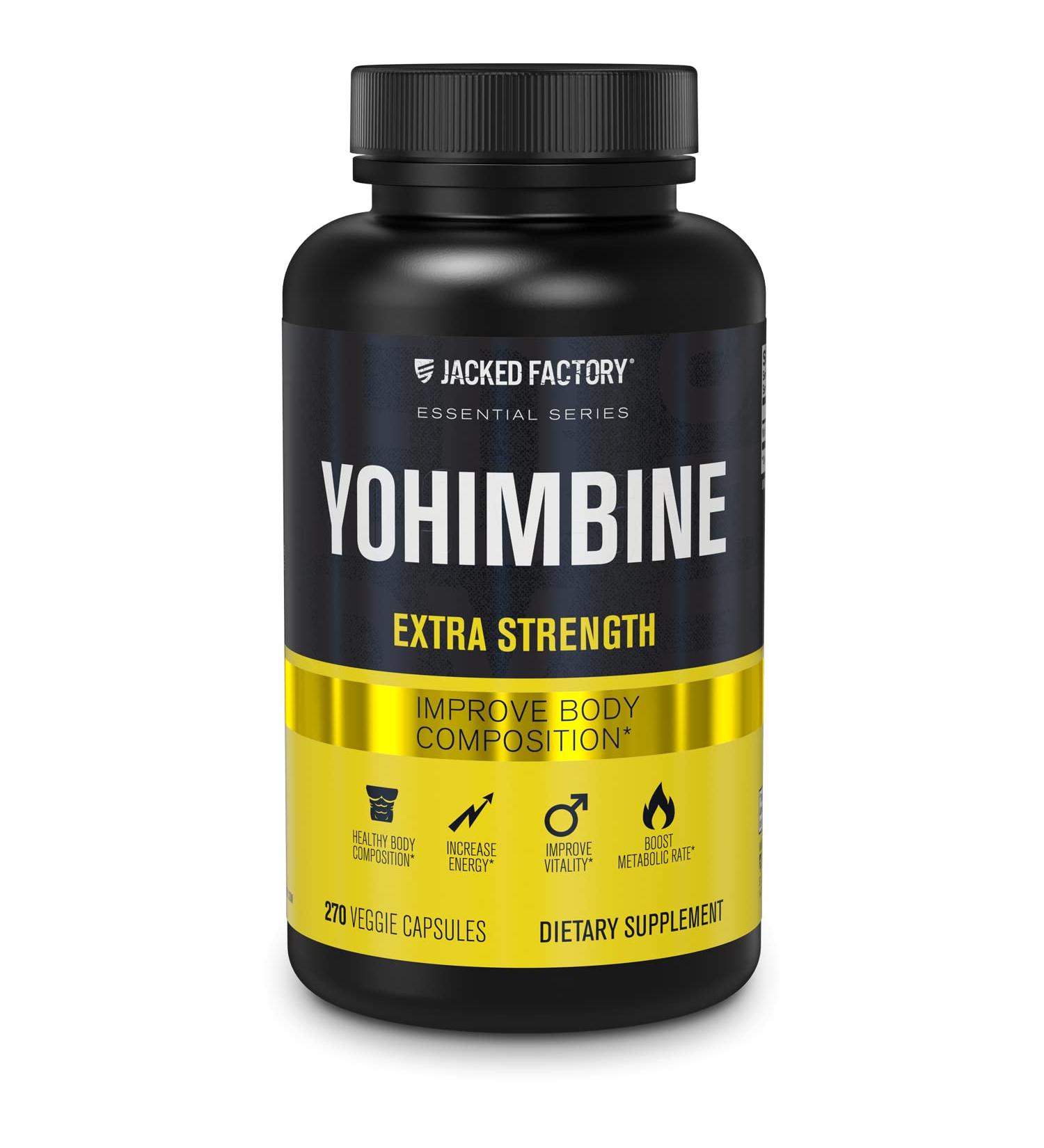 Yohimbine Extra Strength Supplement 2.5mg - 270 Capsules for Energy & Body Recomposition - Premium Yohimbe Bark Extract - Zero Fillers - 270 Veggie Capsules - Buy Online on GoSupps.com