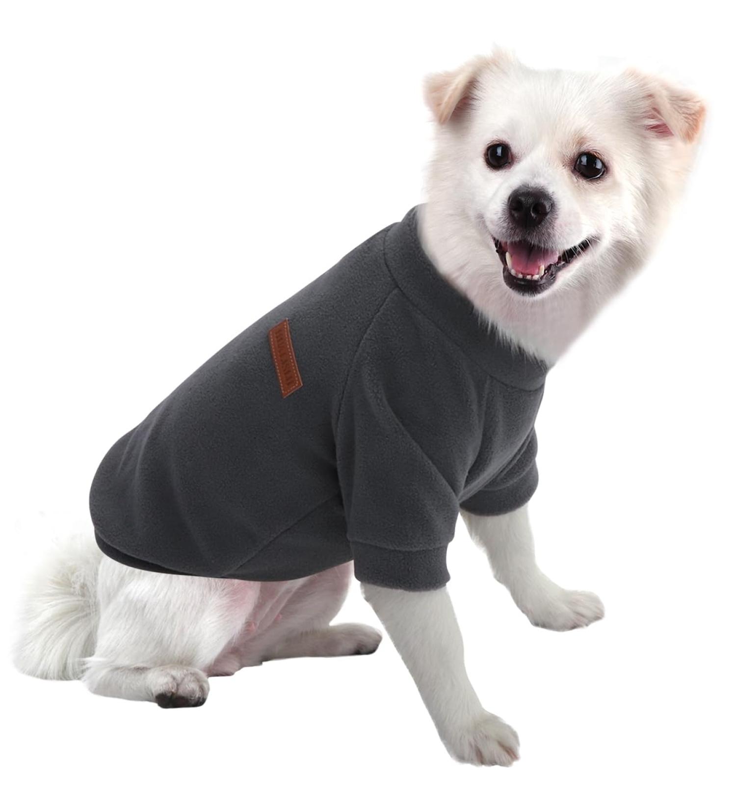 XXL Gray Hualisiji Dog Sweater - Warm Fleece Sweatshirt for Small Dogs | Soft Lightweight & Easy to Wear - Buy Online on GoSupps.com