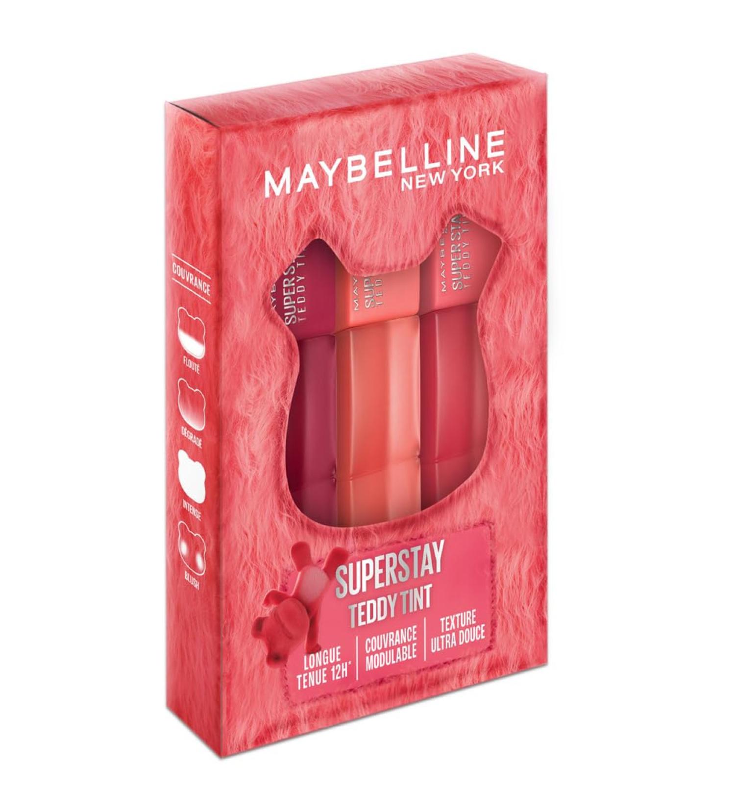 Maybelline New York - Superstay Teddy Tint Set - 3 Teddy Tint Lip Blushes - Melted Matte Effect - Long-Lasting Hold - Shades: Baby Tee Petalcore Wild at Heart - Buy Online on GoSupps.com