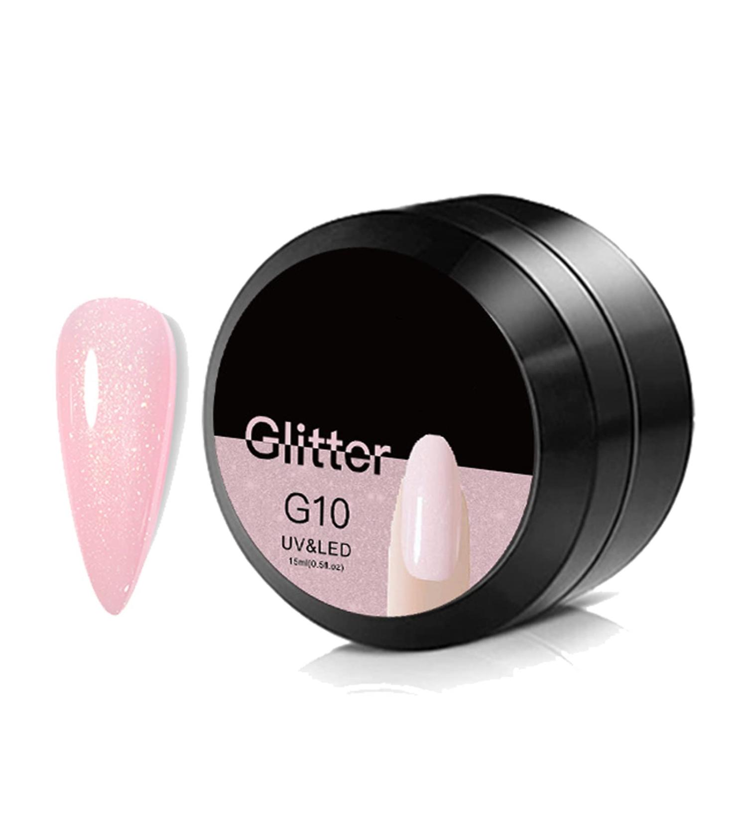 15ml Light Pink Glitter Builder Gel for Nail Repair & Extension - UV/LED Strengthening Formula for Split Nails Protection - Buy Online on GoSupps.com
