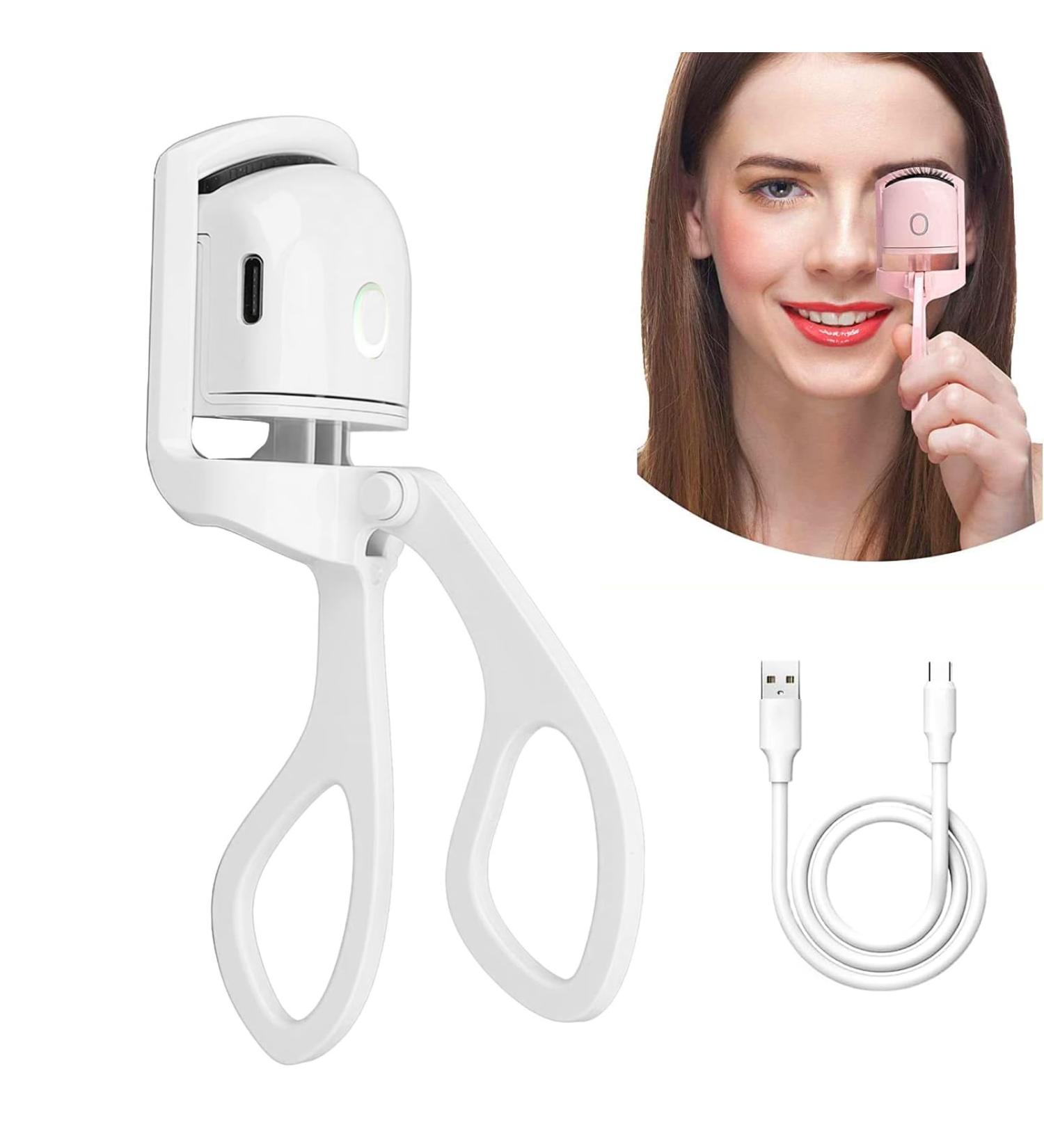 Eyelash Curler USB Rechargeable Electric Eyelash Curler Electric Eyelash Curler with 2 Temperature Settings Professional Eyelash Curler for Long Lasting Natural Curling (White) - Buy Online on GoSupps.com