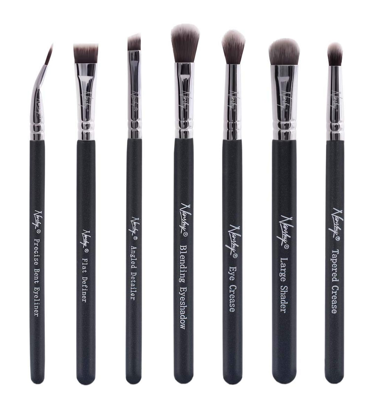 Nanshy Eyeshadow Brush Set 7 Professional Eye Make-up Brushes inc Blending Thin Liner Angled Eye Brow Flat Concelear - Cruelty- Free & Vegan - Black - Buy Online on GoSupps.com