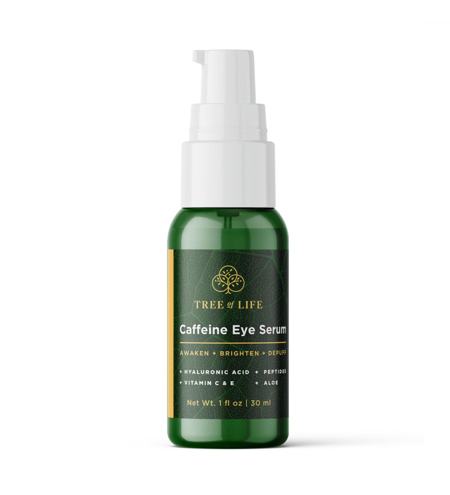 Tree of Life Caffeine Under Eye Serum - Dark Circles Treatment Hydrating Anti-Aging Formula for Puffiness & Bags Dermatologist Tested All Skin Types - 1fl oz - Buy Online on GoSupps.com