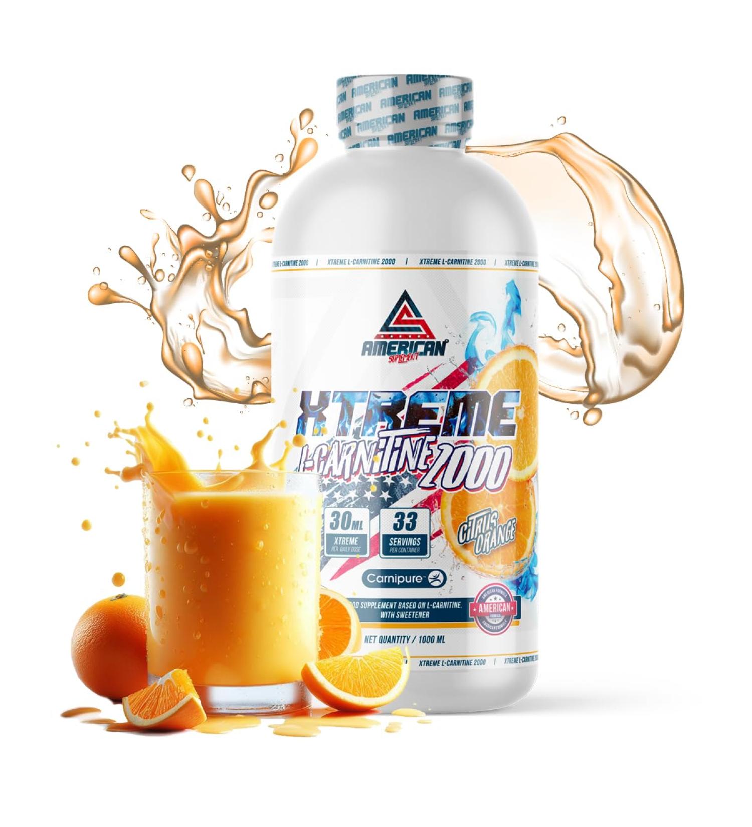 AS American Supplement | Extreme L-Carnitine 2000 | L Liquid Carnitine | Muscle Definition Aid | Refreshing Orange Juice | 1 Liter | Increases Performance and Energy - Buy Online on GoSupps.com