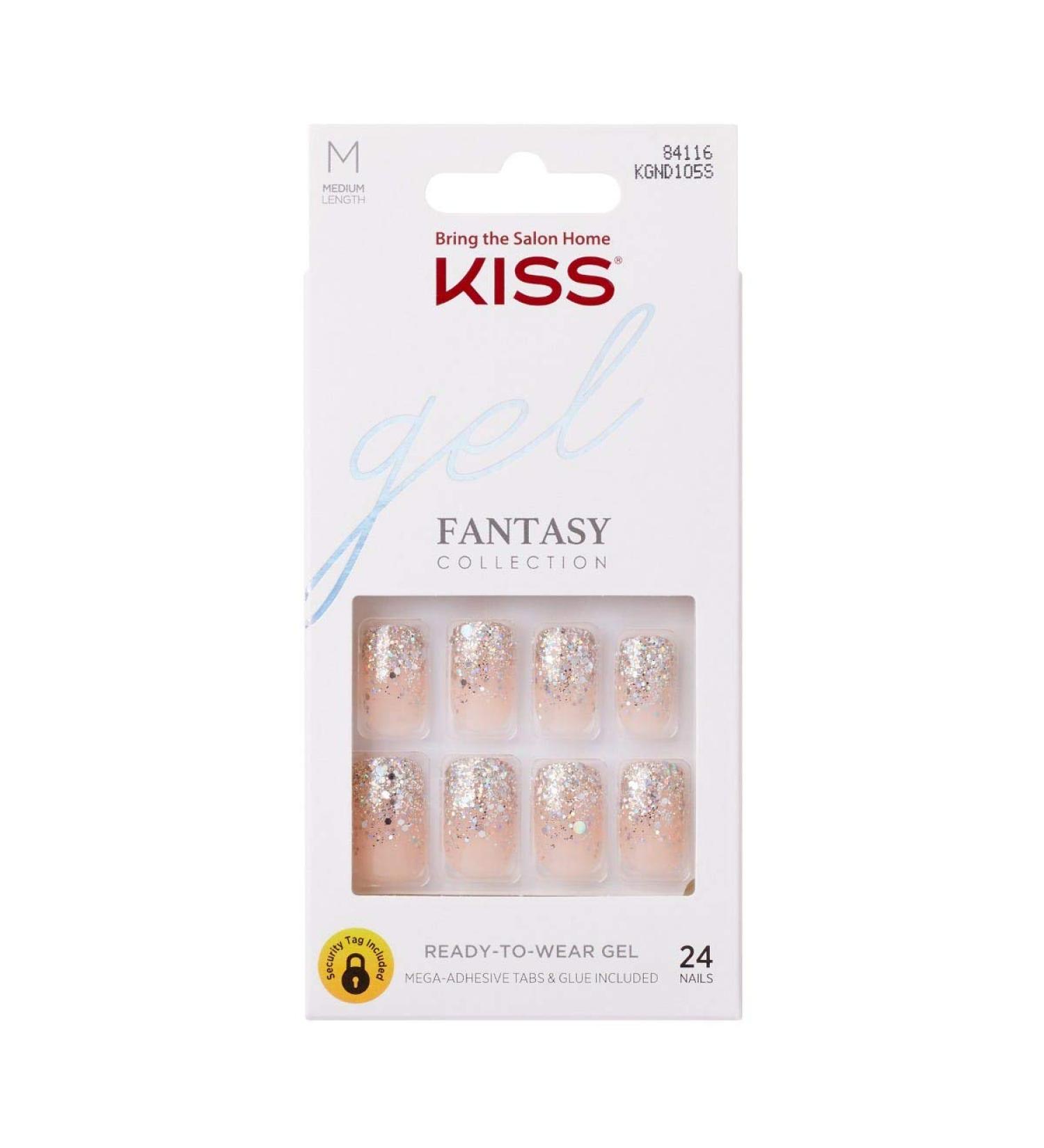 KISS Gel Fantasy Press-On/Glue-On Nails Kit - Style I Feel You, Pink Gel Glue, Medium Length, 24 Fake Nails - Buy Online on GoSupps.com