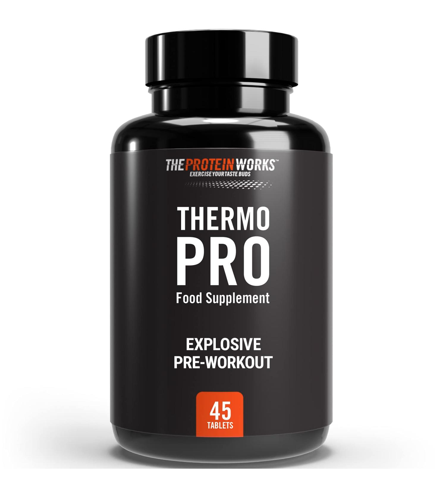 Protein Works - Thermopro Burn Tablets | Preworkout Supplement With Caffeine | Reduces Tiredness & Fatigue | 45 Capsules