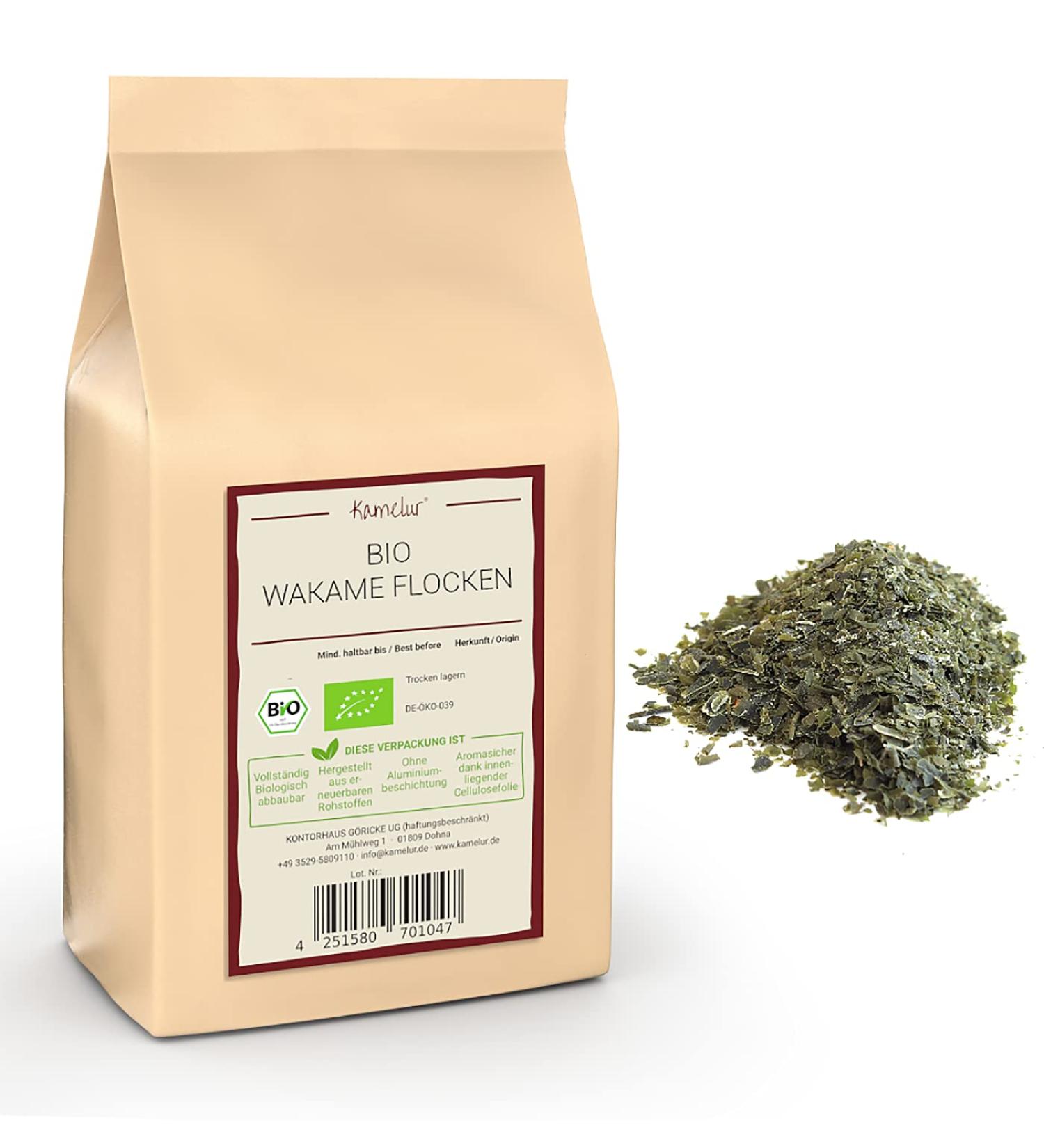 50g d'algues Wakame BIO s ch es - aliments crus flocons de Wakame sans additifs - Algues Wakame BIO dans un emballage cologique - Buy Online on GoSupps.com