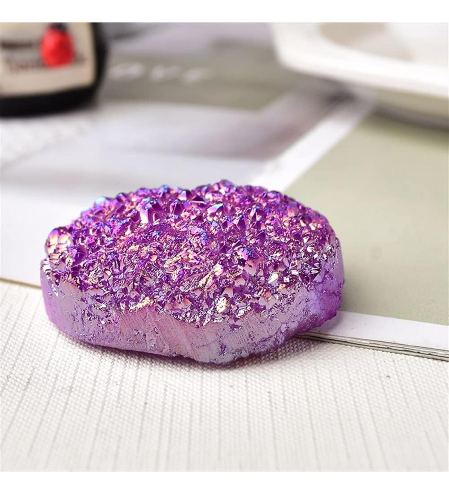Natural Crystal Natural Quartz Cluster Electroplate Purple Raw Health Stone Crystal Point Rock Specimen Home Decor Souvenir 1pcs Cluster Electroplate - Buy Online on GoSupps.com