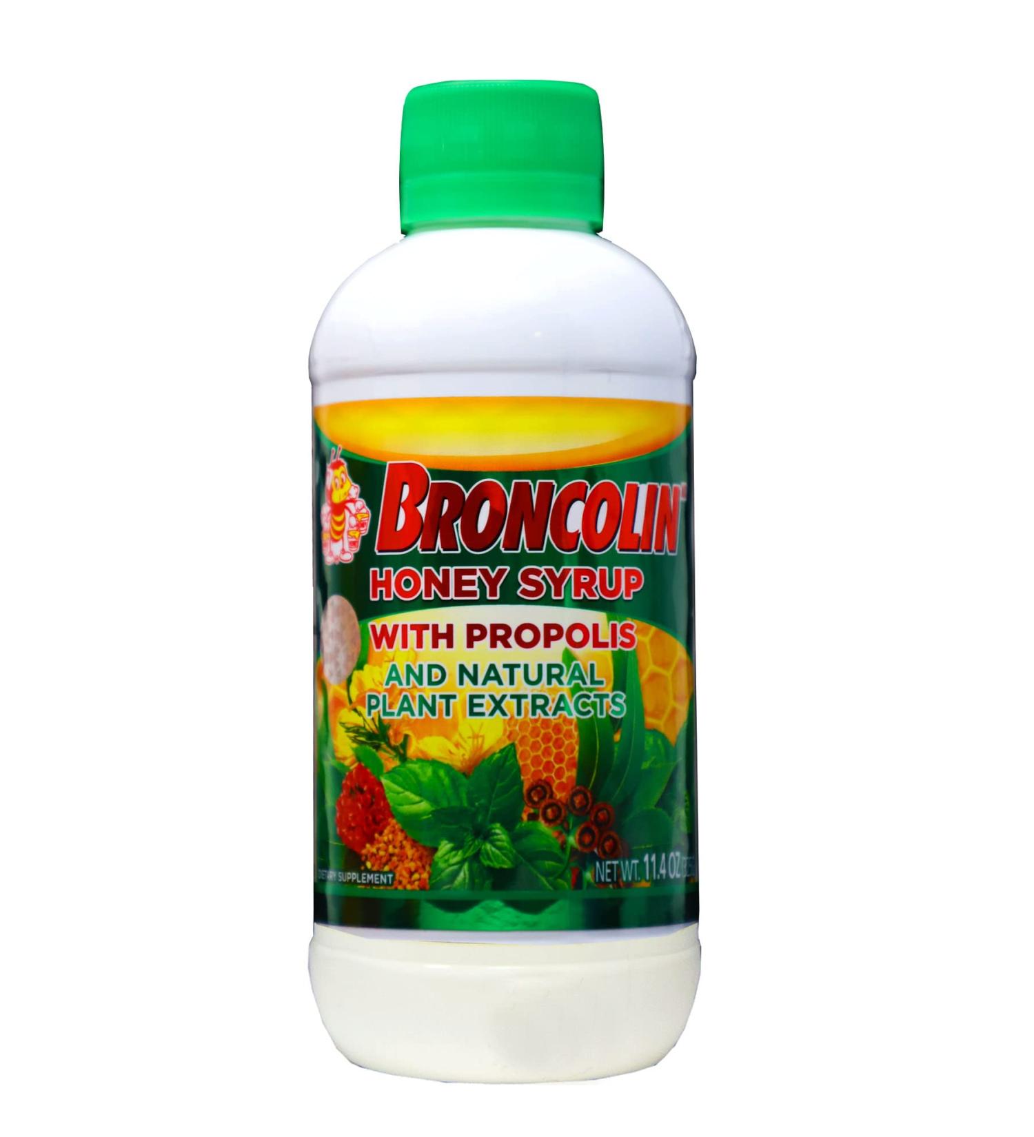 Broncolin Honey Syrup with Propolis & Natural Plant Extracts Refresh Your Throat with Elderberry Eucalyptus & Peppermint Oil 11.4 Oz Bottle Ship Internationally - Buy Online on GoSupps.com