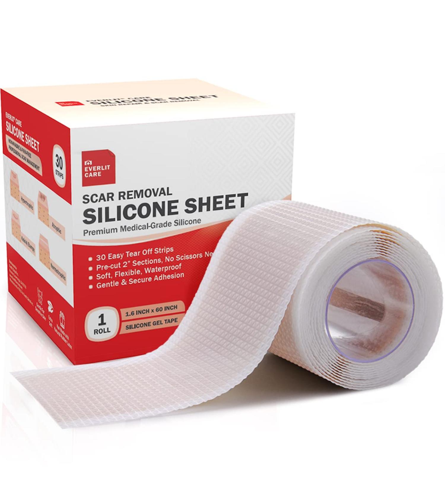 Everlit Silicone Scar Sheet | Medical Grade Skin Repair Strips for C-Section Acne Surgery | Soft Reusable Gel Tape | 1.6 x 60 Roll - Buy Online on GoSupps.com