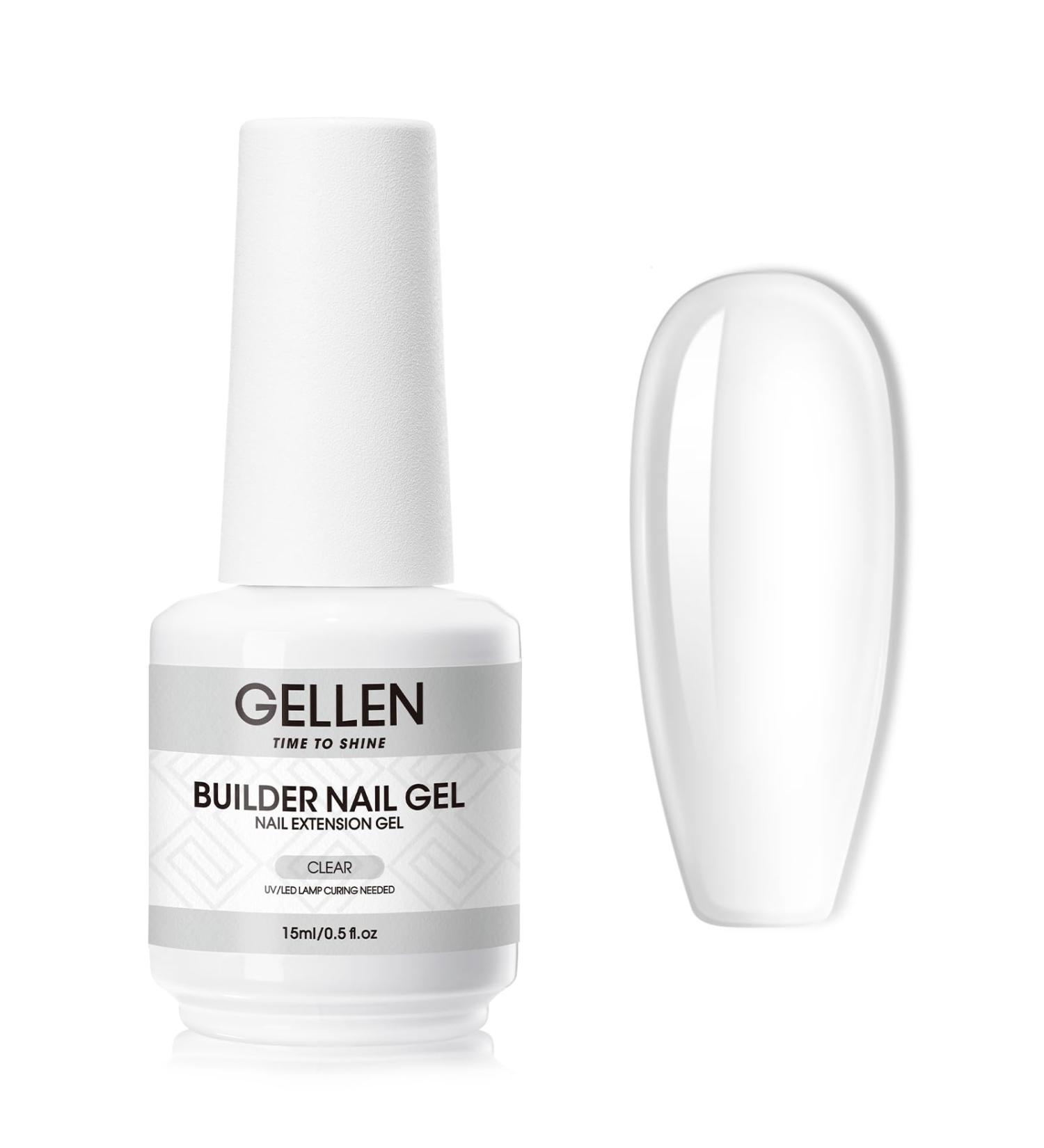 Shop Gellen 7-in-1 Clear Builder Gel Polish - Nail Strengthener & Extension Gel - Soak Off UV Gel for Nail Art - 15ml - Buy Online on GoSupps.com