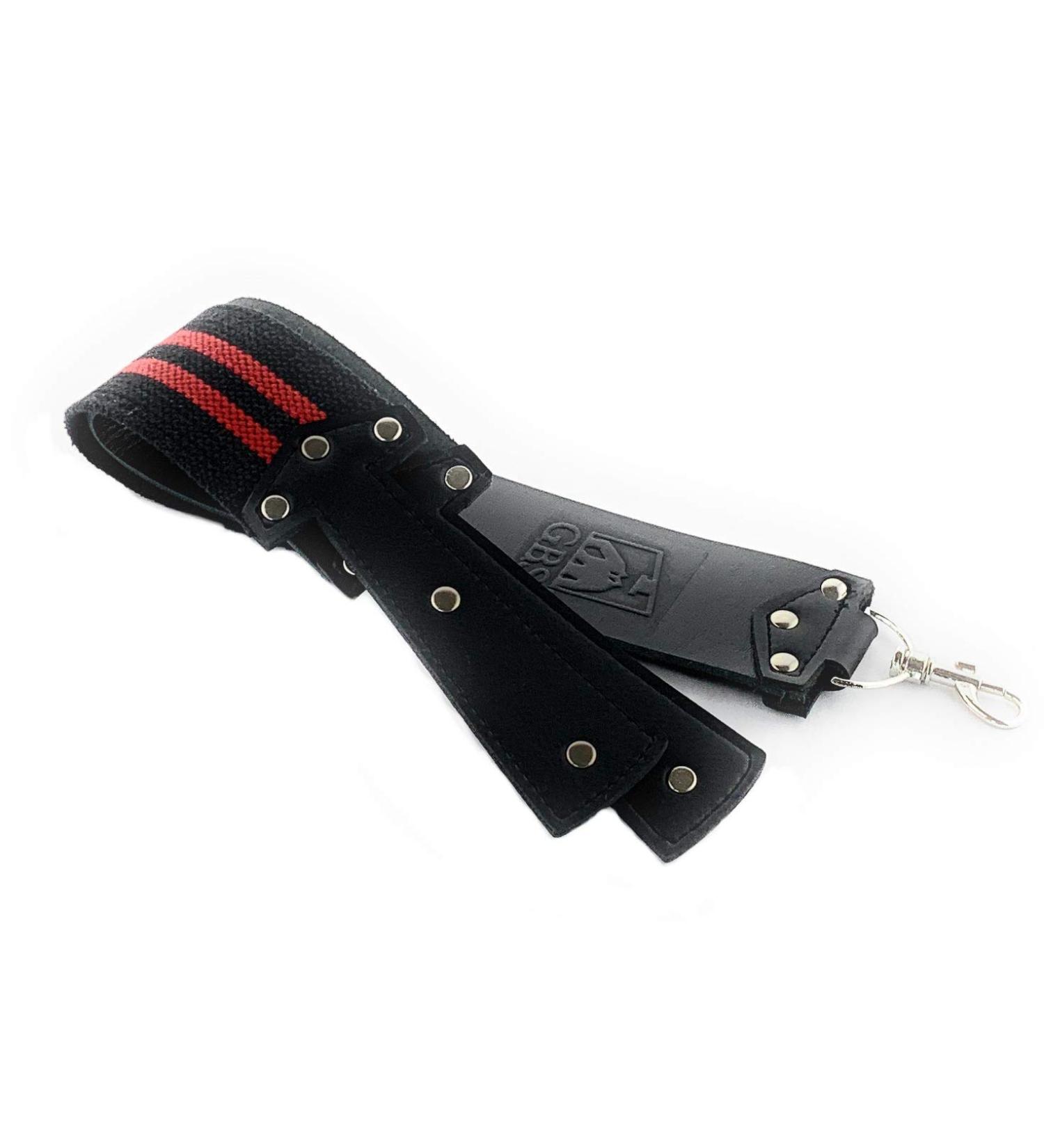 G.B.S Leather Strop 2.5x23.5 Black with Red Strip - Dual Strap Barber's Razor Strop for Straight Razors - Long Lasting, Professional Grade - Swivel Clip Included - Buy Online on GoSupps.com