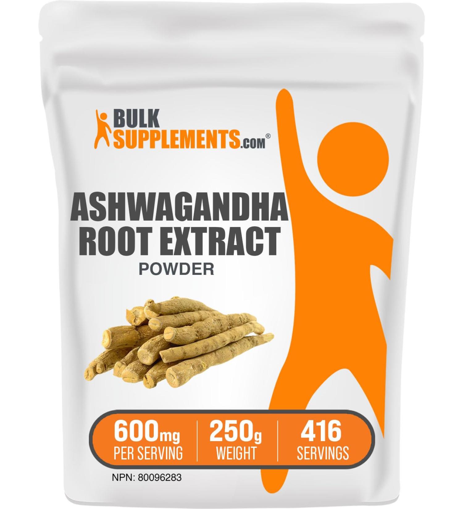BulkSupplements.com Ashwagandha Root Extract Powder - 250g (8.8 oz) (Pack of 1) - Buy Online on GoSupps.com