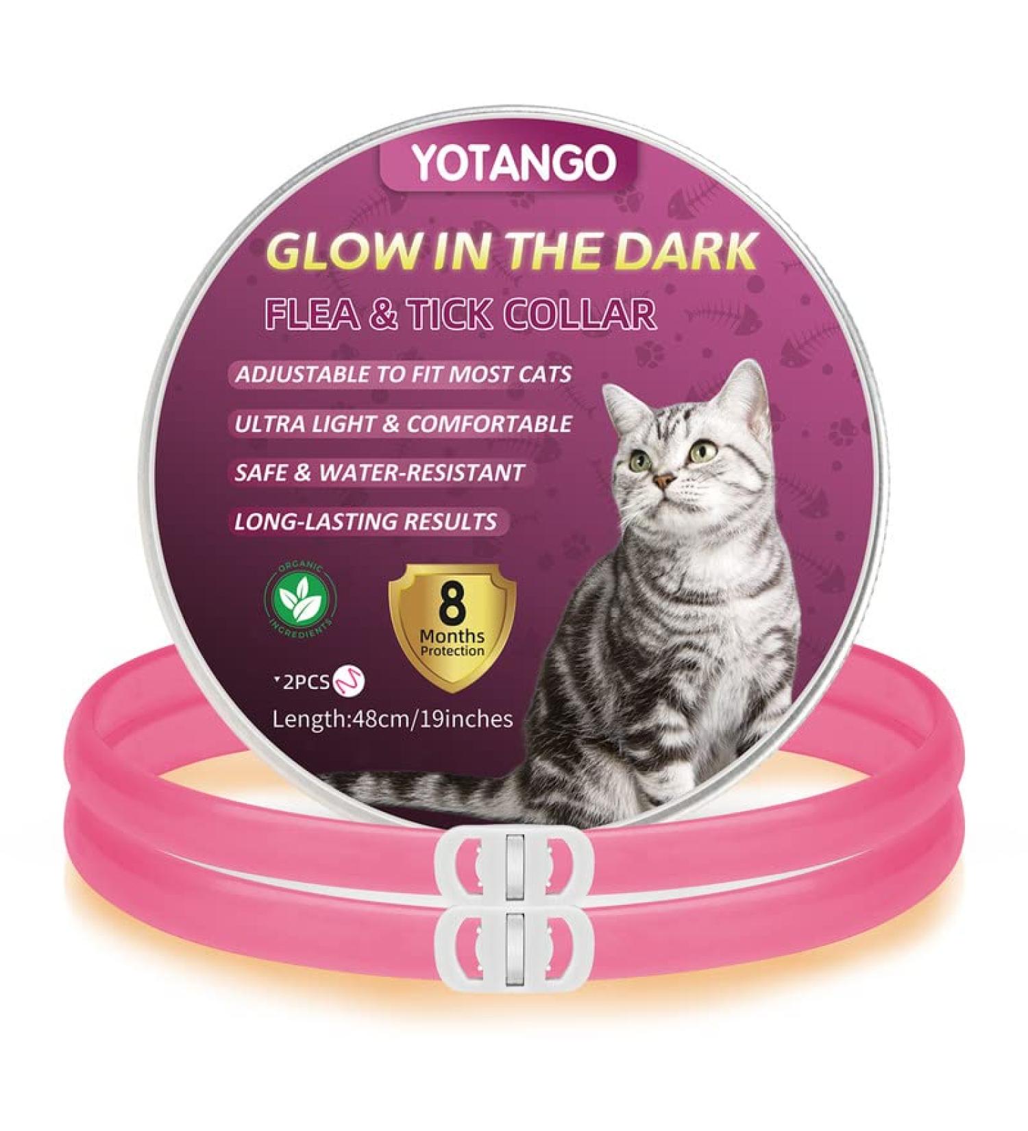 YOTANGO Cat Collar Repellent 2 Pack Cat Collar-Built-in Pant-Based Formula Strong Repellency Slow Release Glow in the Dark Pleasant Aroma Waterproof (Pink) - Buy Online on GoSupps.com