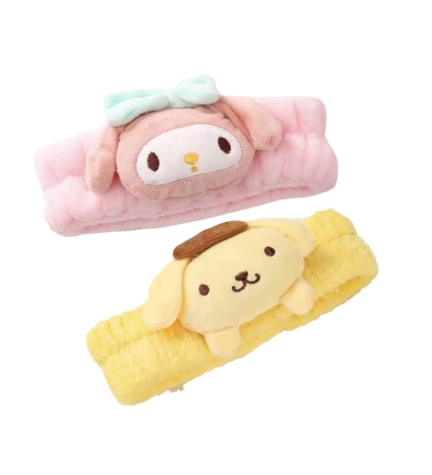 Kawaii Soft Plush Headband for Women - Face Washing, Spa, Makeup - Pink and Yellow - Buy Online on GoSupps.com