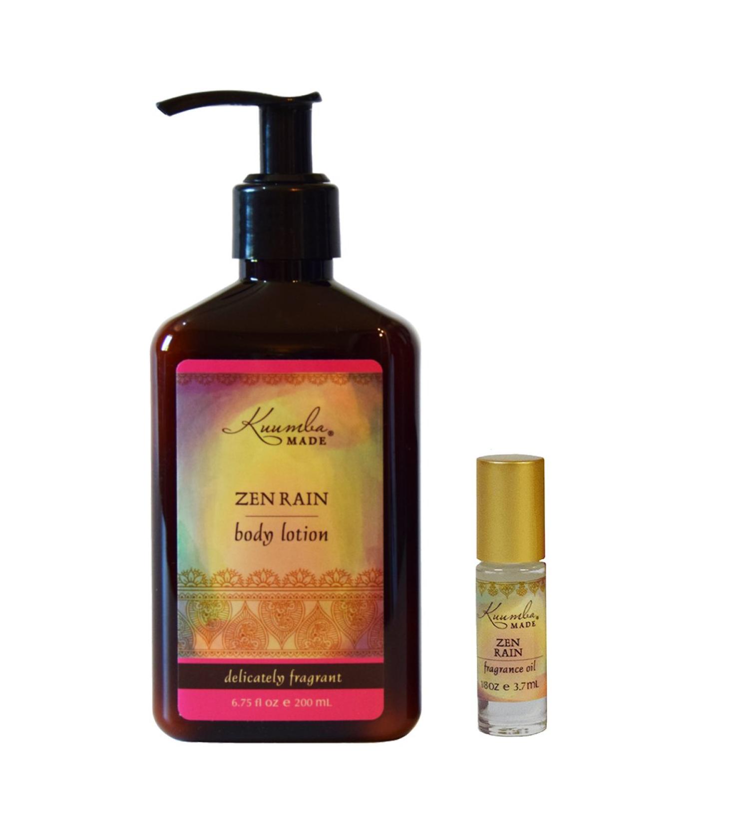 Kuumba Made Zen Rain Gift Set: 1/8oz Fragrance Oil & 6oz Lotion with Roll-on Applicator - Buy Online on GoSupps.com