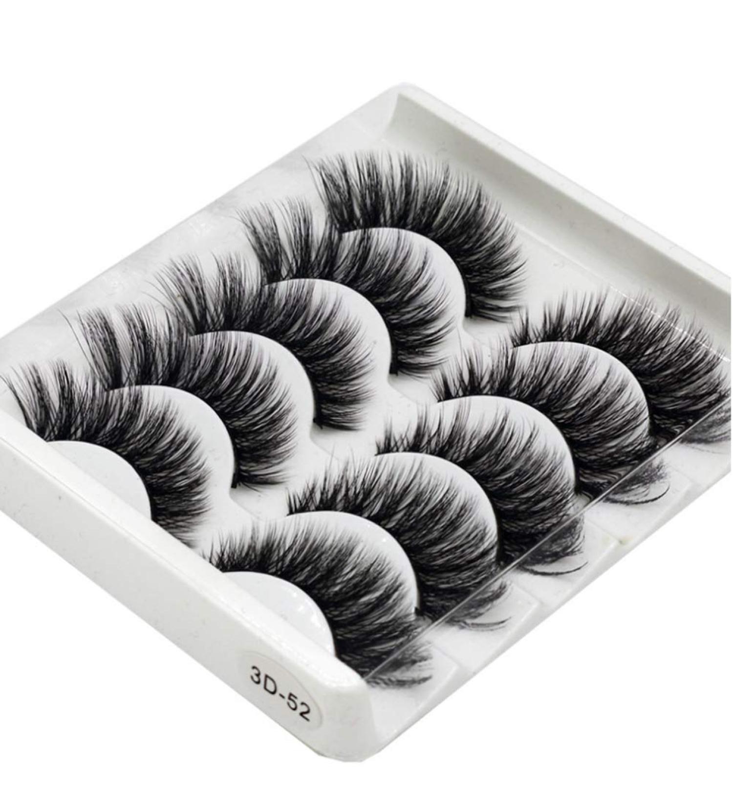 Shop Elocoise 5 Pairs 3D Reusable False Eyelashes - Handmade Long Artificial Eye Makeup (3D-52) | International Shipping Available - Buy Online on GoSupps.com