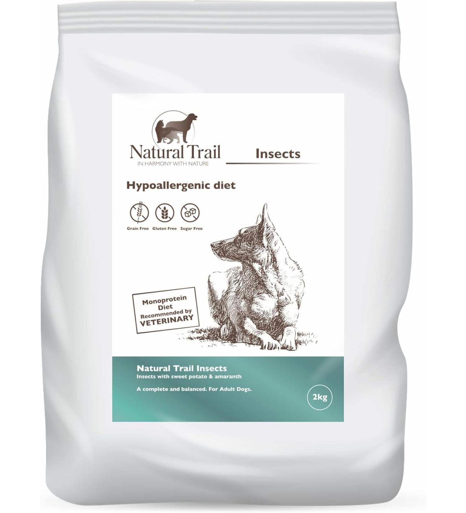 2 kg NATURAL TRAIL INSEKTY Protein, Hypoallergenic, Monoprotein, Godless, Premium Dry Dog Food, Made with Insect Protein