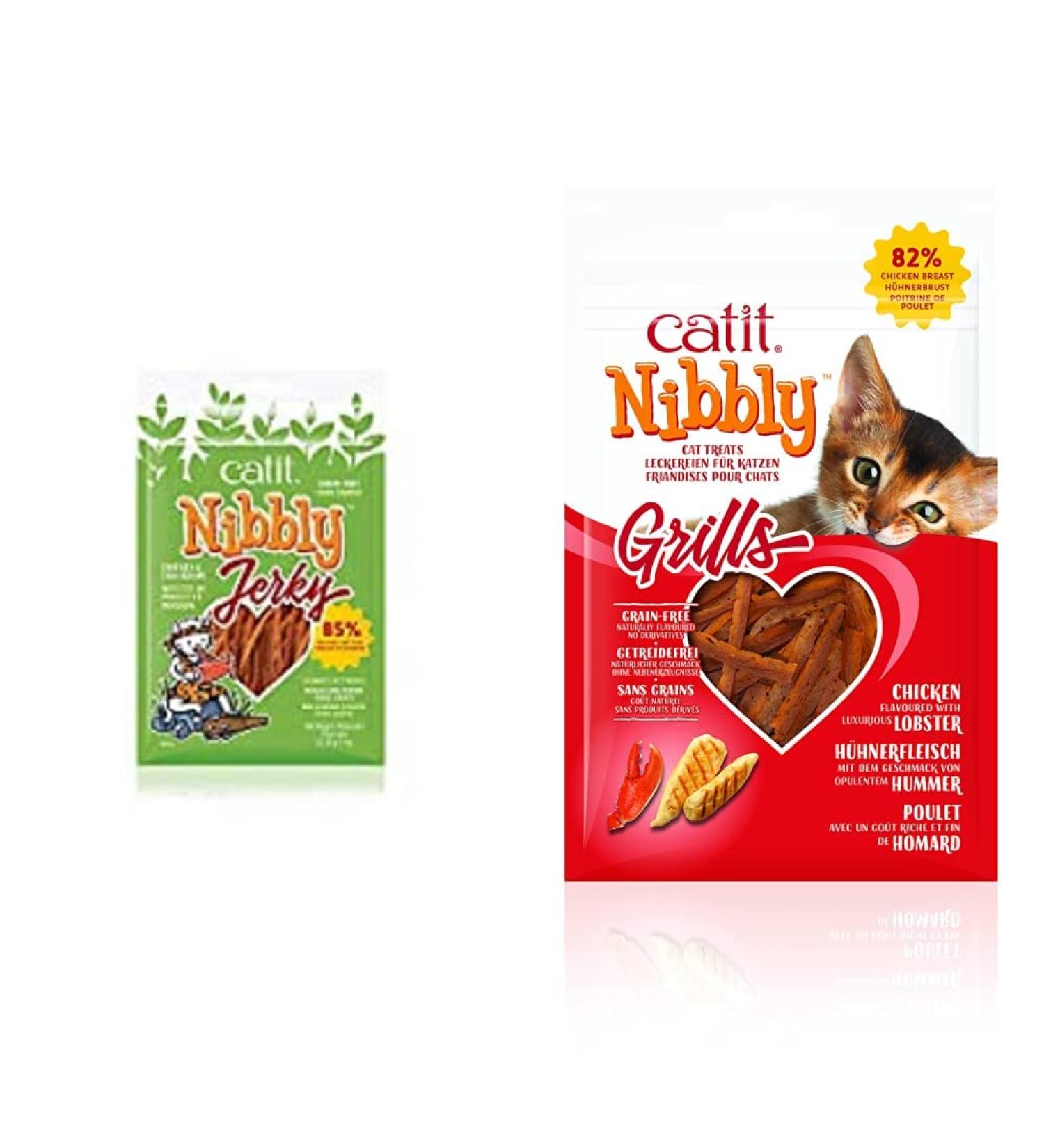 Catit Nibbly Jerky Chicken and Fish Recipe + Catit Nibbly Grills Chicken and Lobster Recipe Cat Treats Chicken and Fish + Chicken and Lobster - Buy Online on GoSupps.com