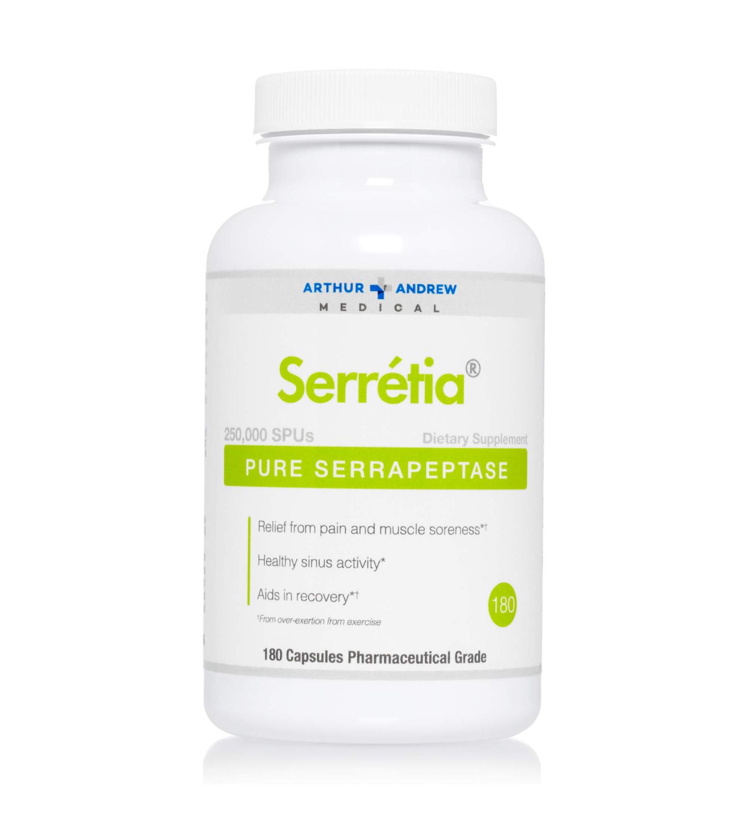 Arthur Andrew Medical Serrapeptase 500 mg - Pure Enzyme Supplement | 180 Capsules - Buy Online on GoSupps.com