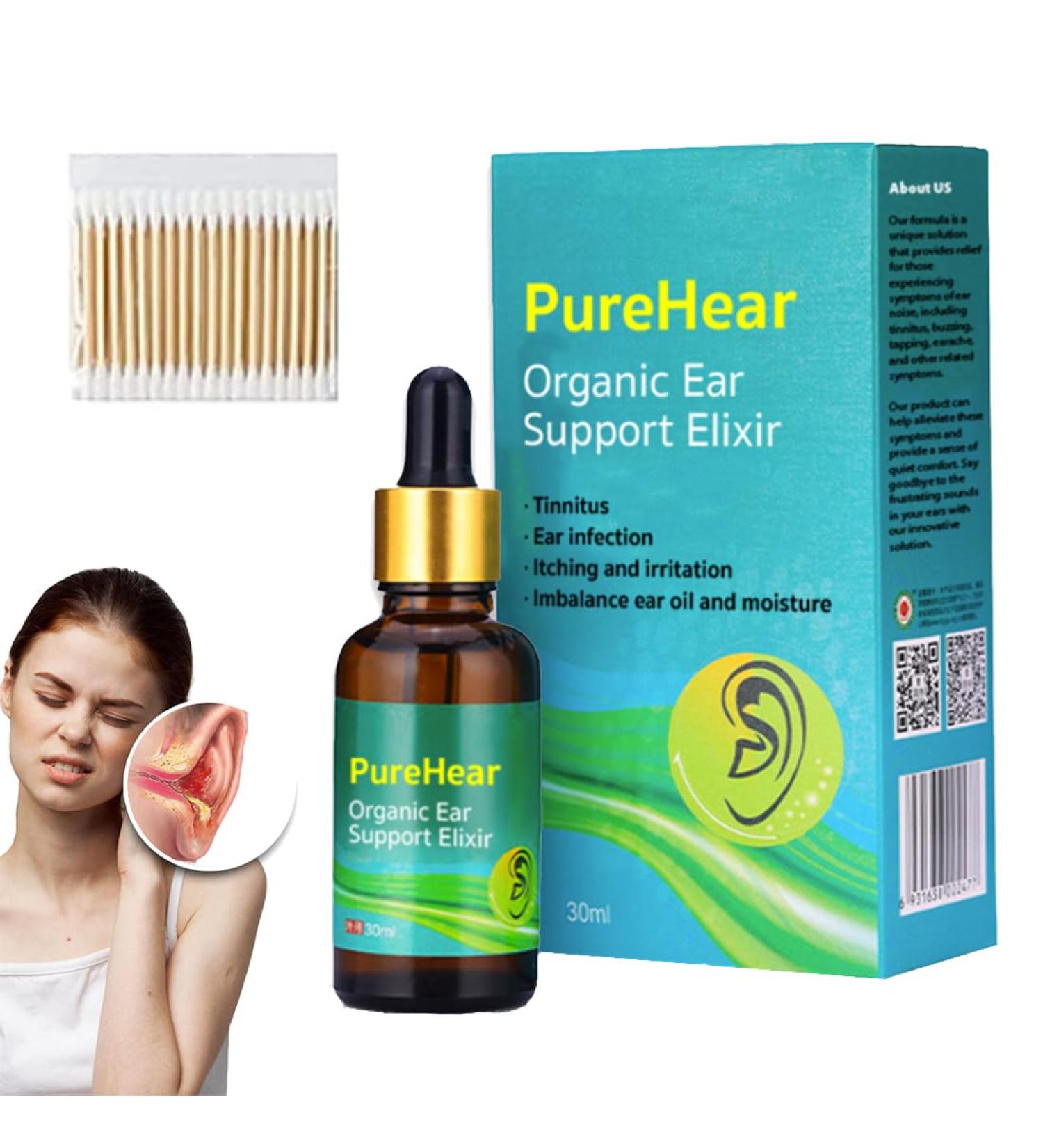 Organic Ear Support Elixir - PureHear Natural Ear Oil for Ringing Ears & Pain Relief (1pcs) - Buy Online on GoSupps.com