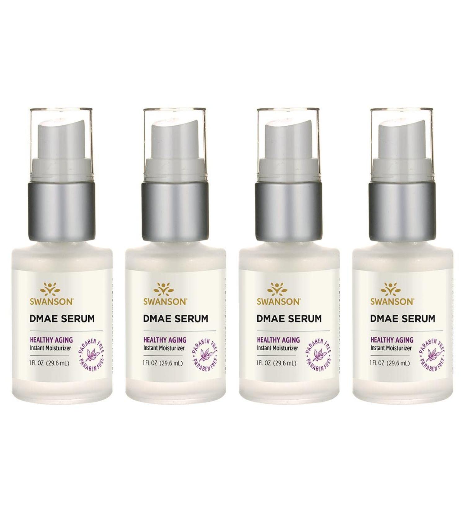 Swanson DMAE Serum 1 fl oz (4 Pack) - Enhance Your Skin's Youthfulness | International Shipping Available - Buy Online on GoSupps.com