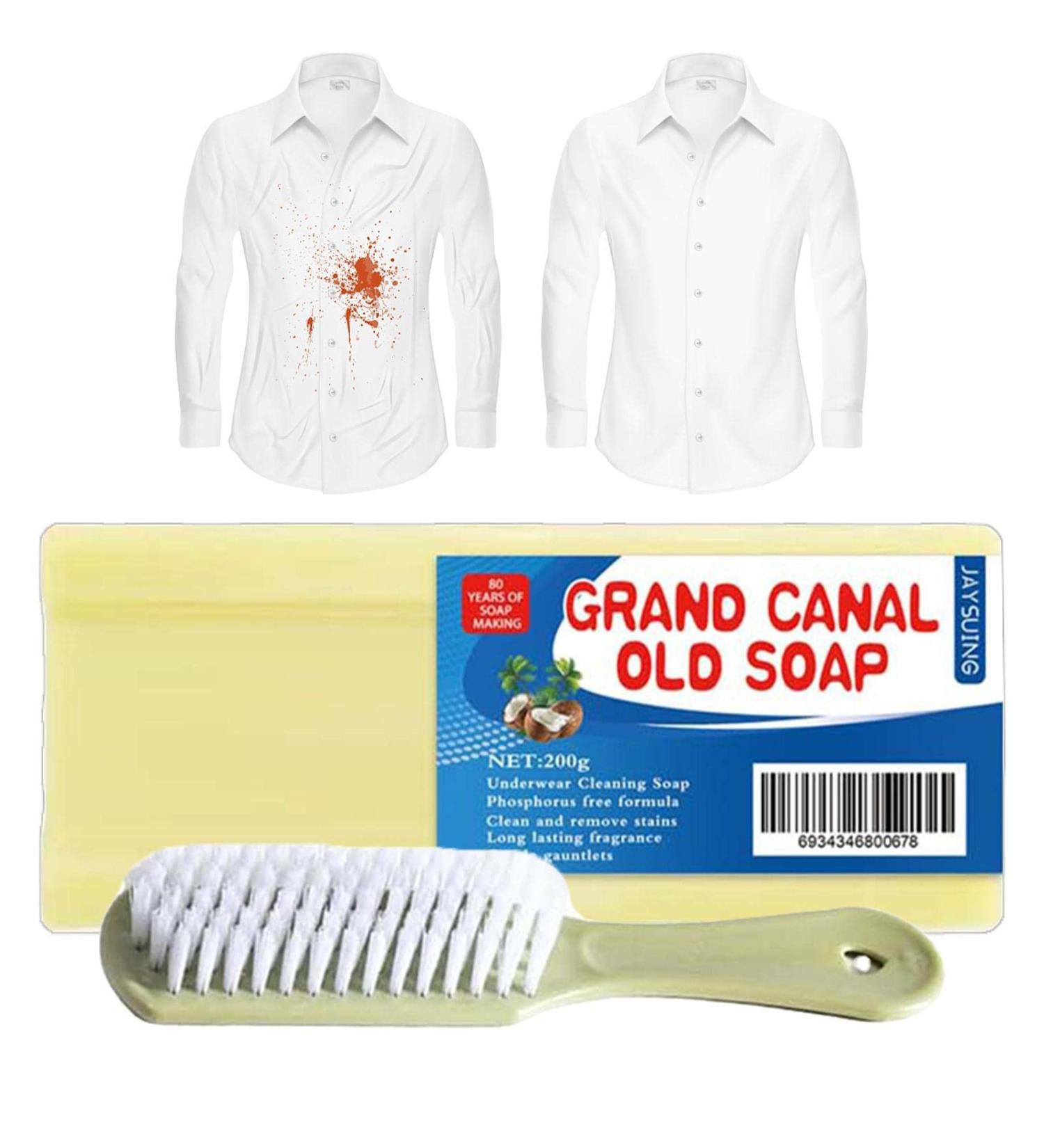 Clothing Cleaning Soap Bar Safe and Gentle Stain Laundry Bar | Safe and Gentle Skin Care Handwash Soap 200g+ Brush - Buy Online on GoSupps.com