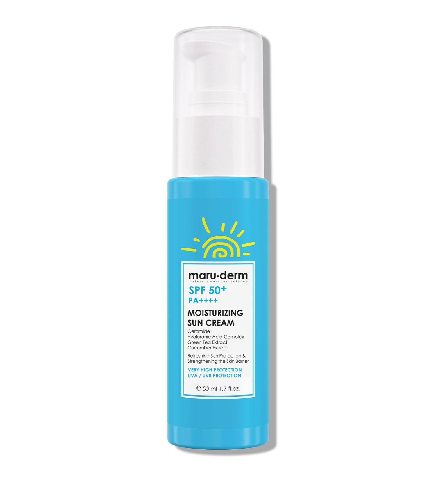 Maruderm Moisturizing Sun Cream SPF 50+ UVAUVB Protection with New Generation Filters Light NonGreasy Daily Sun Cream for All Skin Types 50 ML - Buy Online on GoSupps.com
