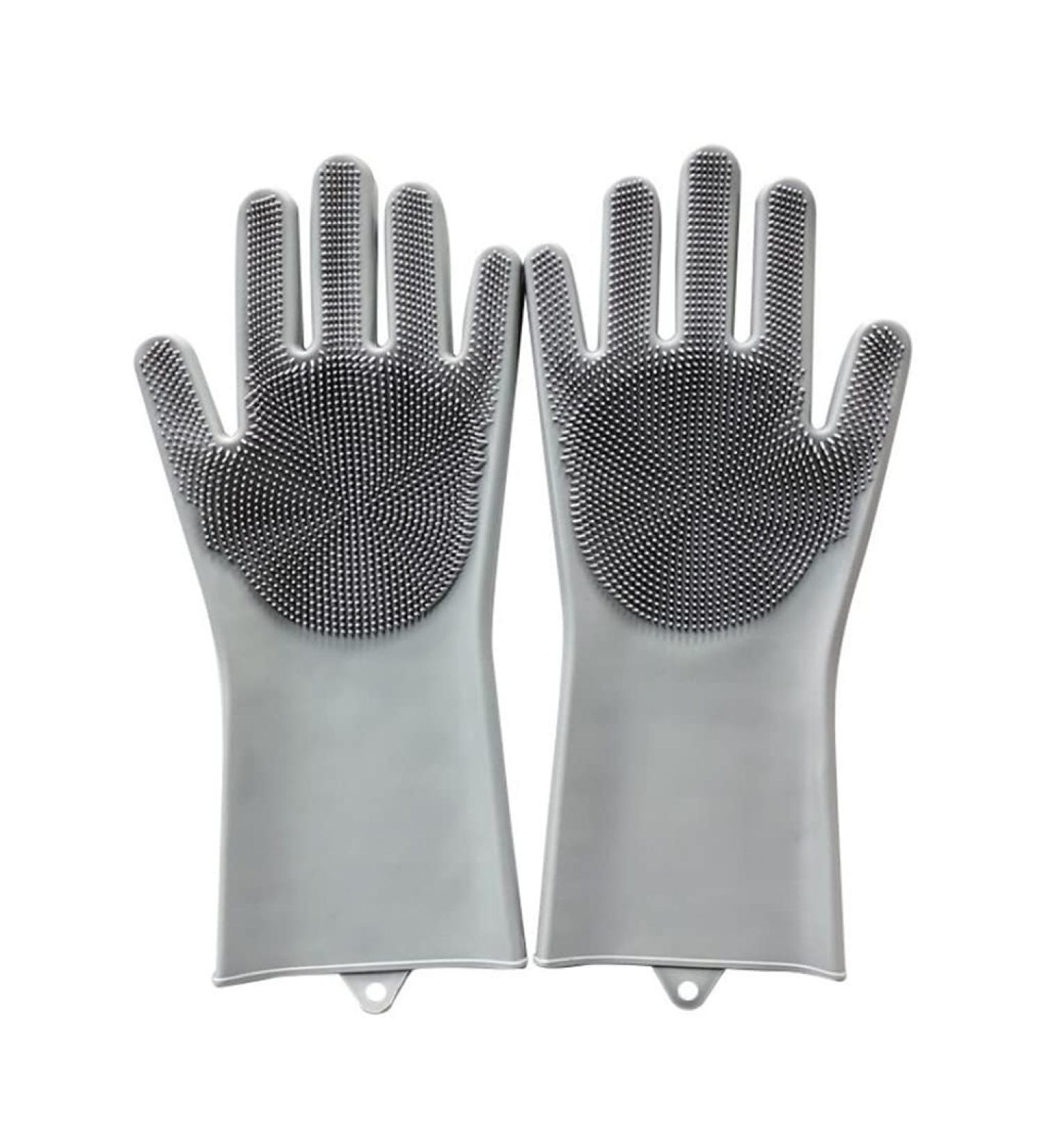 Voarge Silicone Gloves - Antibacterial Cleaning Brush & Wash Scrubber for Kitchen Dishes Bathroom & Car Wash (Gray) - Buy Online on GoSupps.com