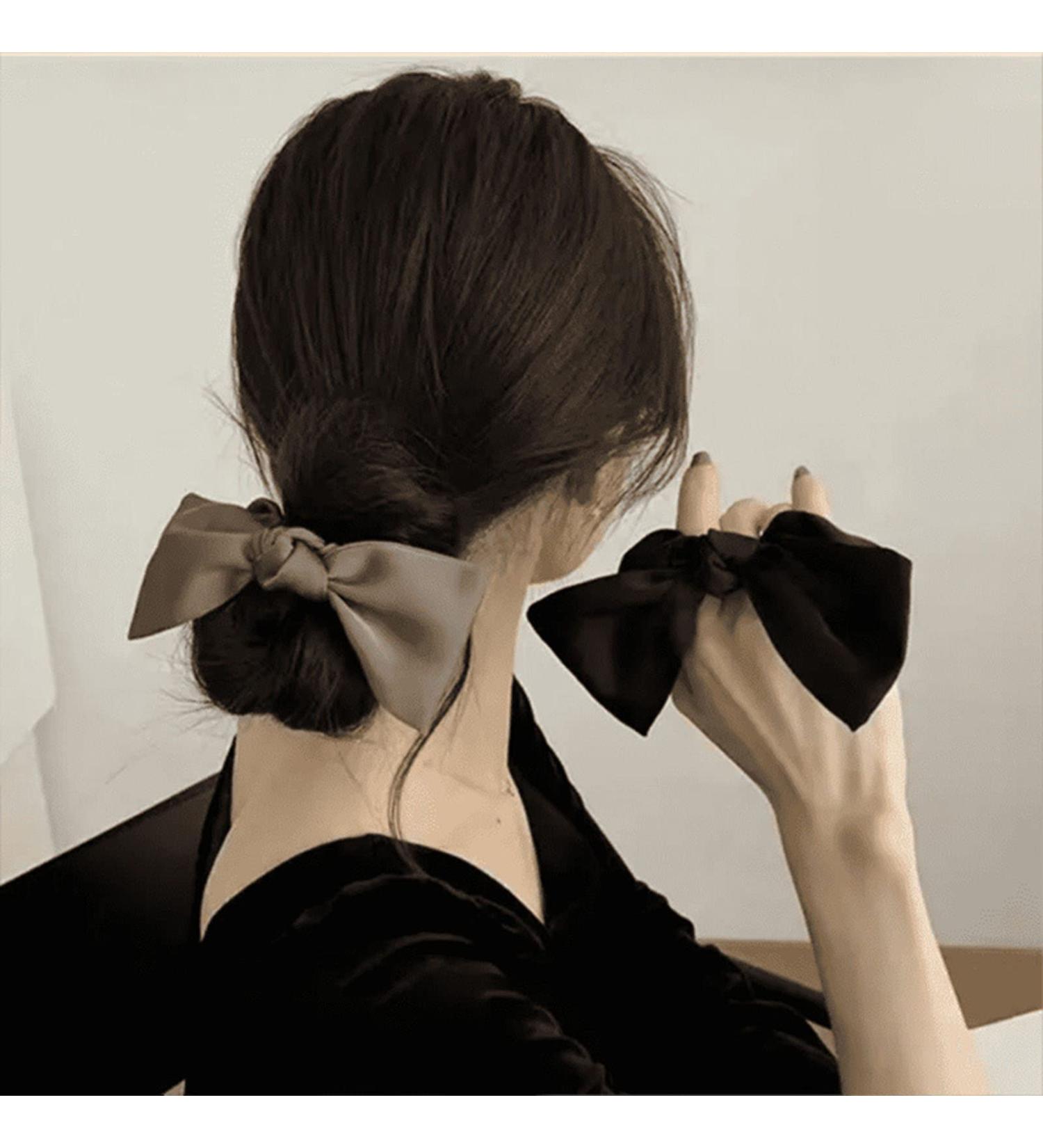 Wendalern Black Headband Headwear Bow Bowknot Scrunchies Elastic Hair Ties Ropes Ponytail Holder Accessories Simple Ponytail for Women Girls - Buy Online on GoSupps.com