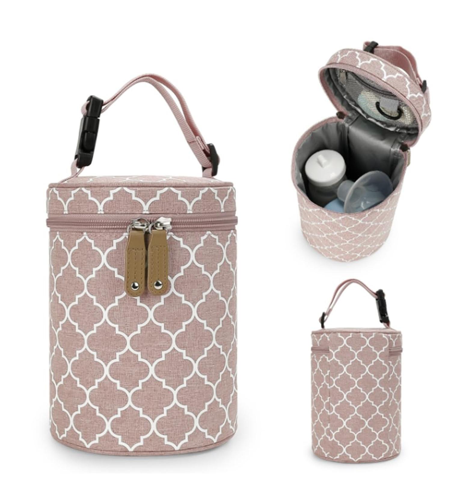 DZOZO Insulated Baby Bottle Bag - Portable Breastmilk Cooler Tote | Thermal Milk Bottle Holder & Carrier - A-pink - Buy Online on GoSupps.com