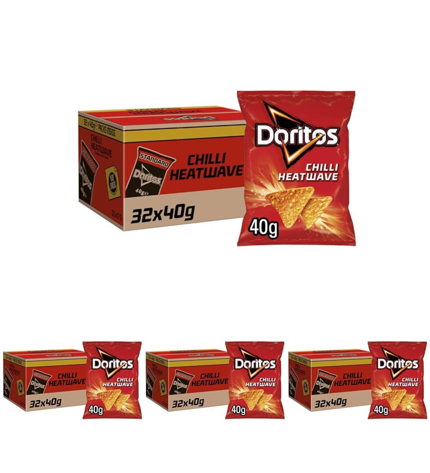 Doritos Chilli Heatwave Vegetarian Tortilla Chips Perfect for Snacking 40g (Case of 32) (Pack of 4) 40 g (Pack of 128) - Buy Online on GoSupps.com