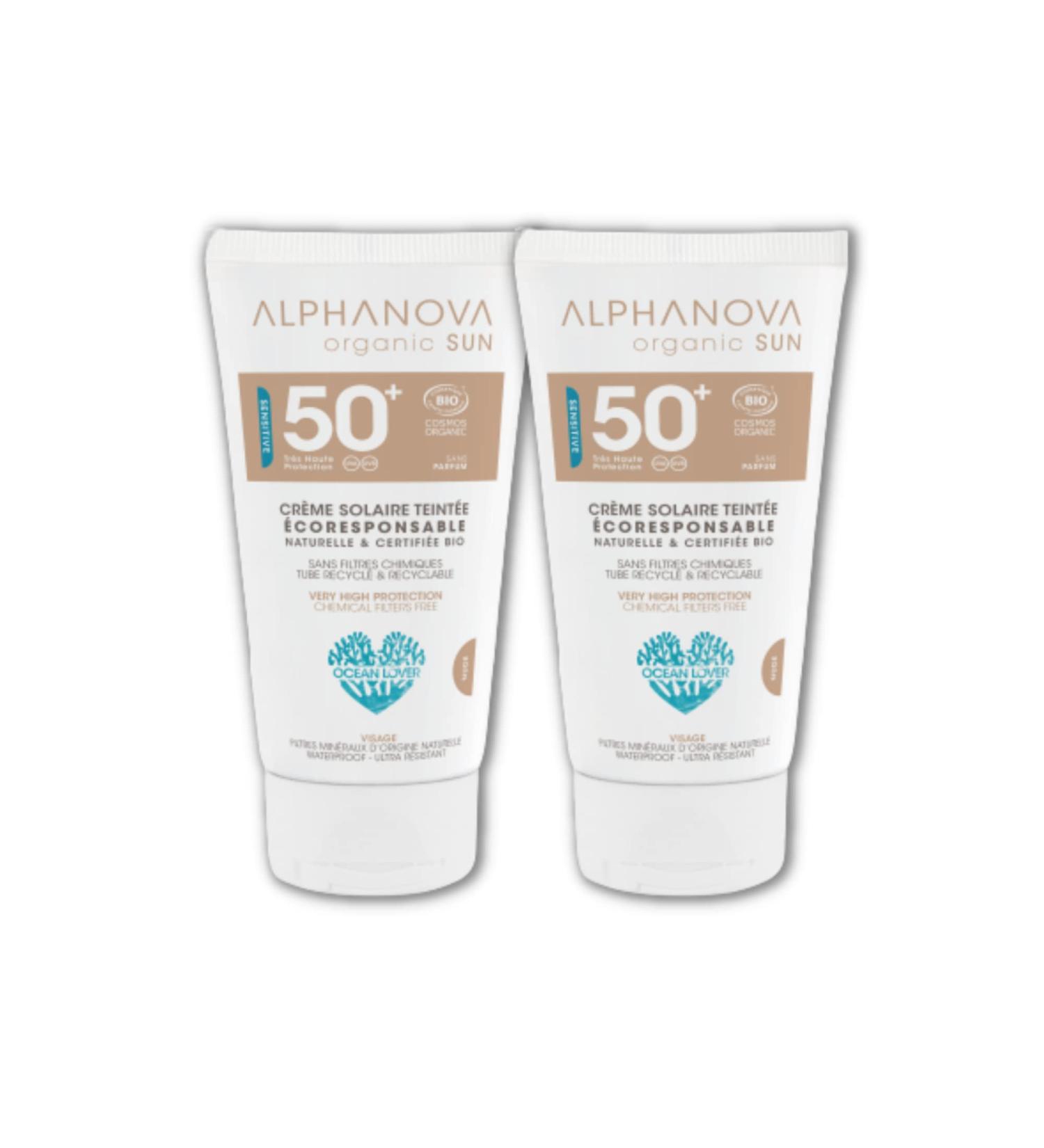 Alphanova Sun Adults Sunscreen Tinted Nude Hypoallergenic - SPF50+ - 50 g - Pack of 2 - Buy Online on GoSupps.com