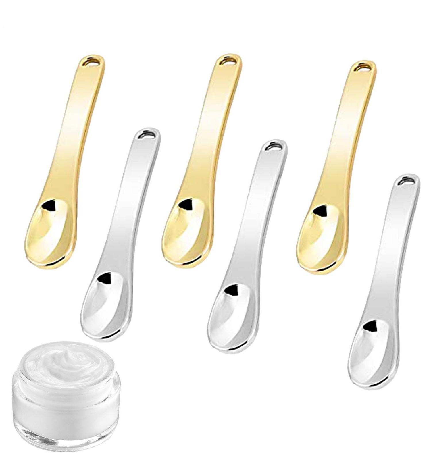 Cream spoon metal cosmetic spatula 6x reusable lotion spatulas metal cosmetic applicator for creams lotions moisturizers beauty accessories - Buy Online on GoSupps.com