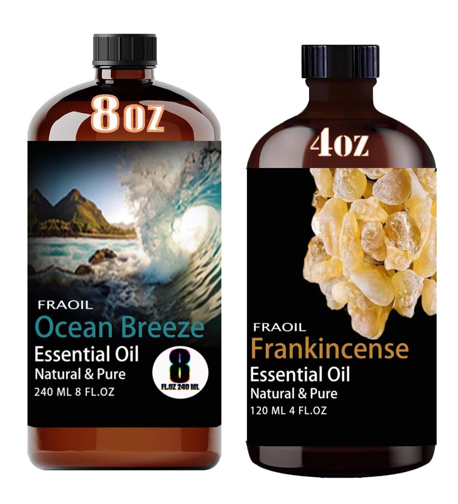 Ocean Breeze Essential Oil 8 Fl Oz and Frankincense Essential Oil 4 Fl Oz for Diffuser Humidifier Yoga Cleaning DIY Candle Soap Making Perfume Gift for Essential Oils - Buy Online on GoSupps.com