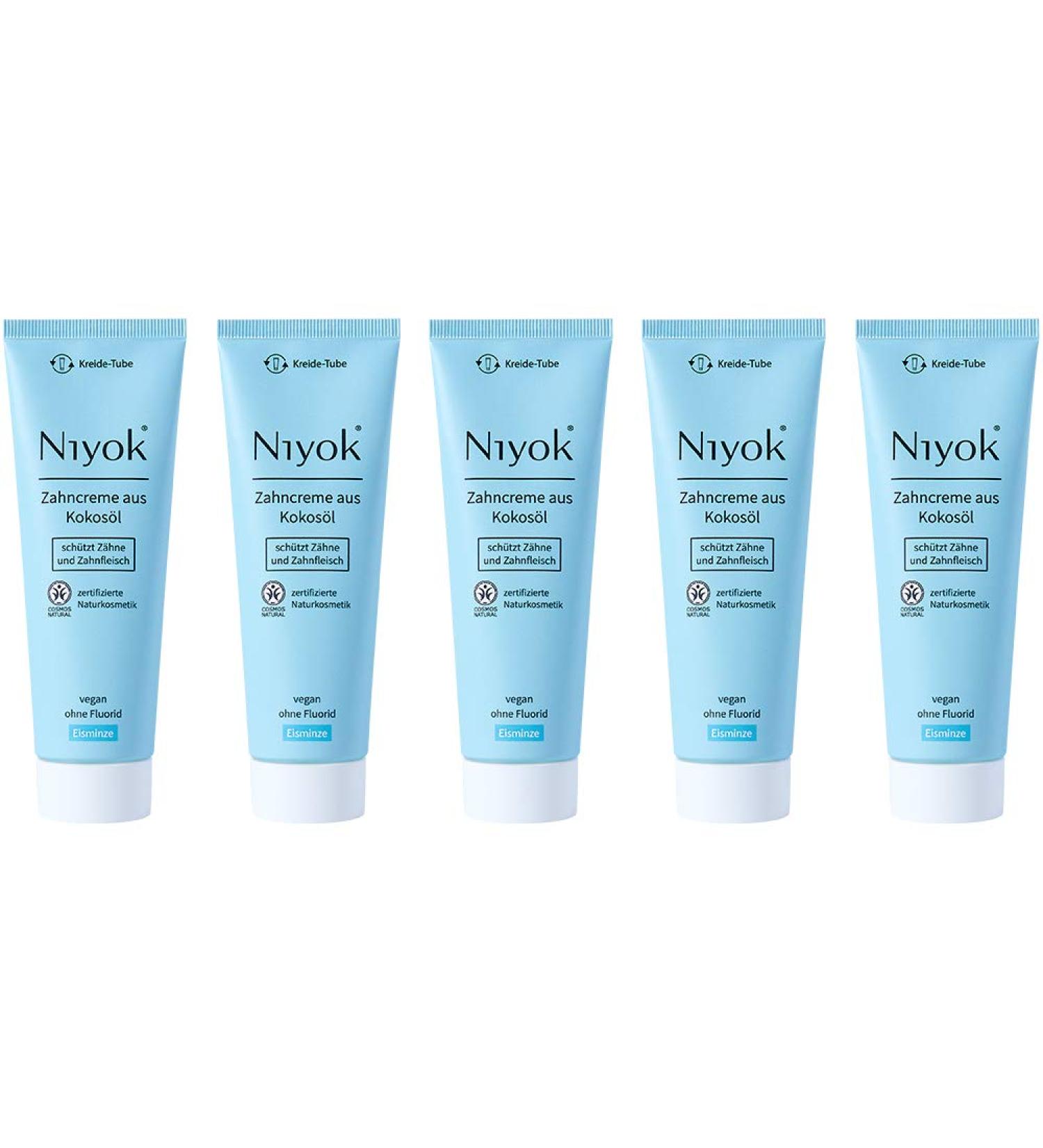 NIYOK Toothpaste Coconut Oil Ice Mint (5x75ml) fluoride-free toothpaste natural cosmetics