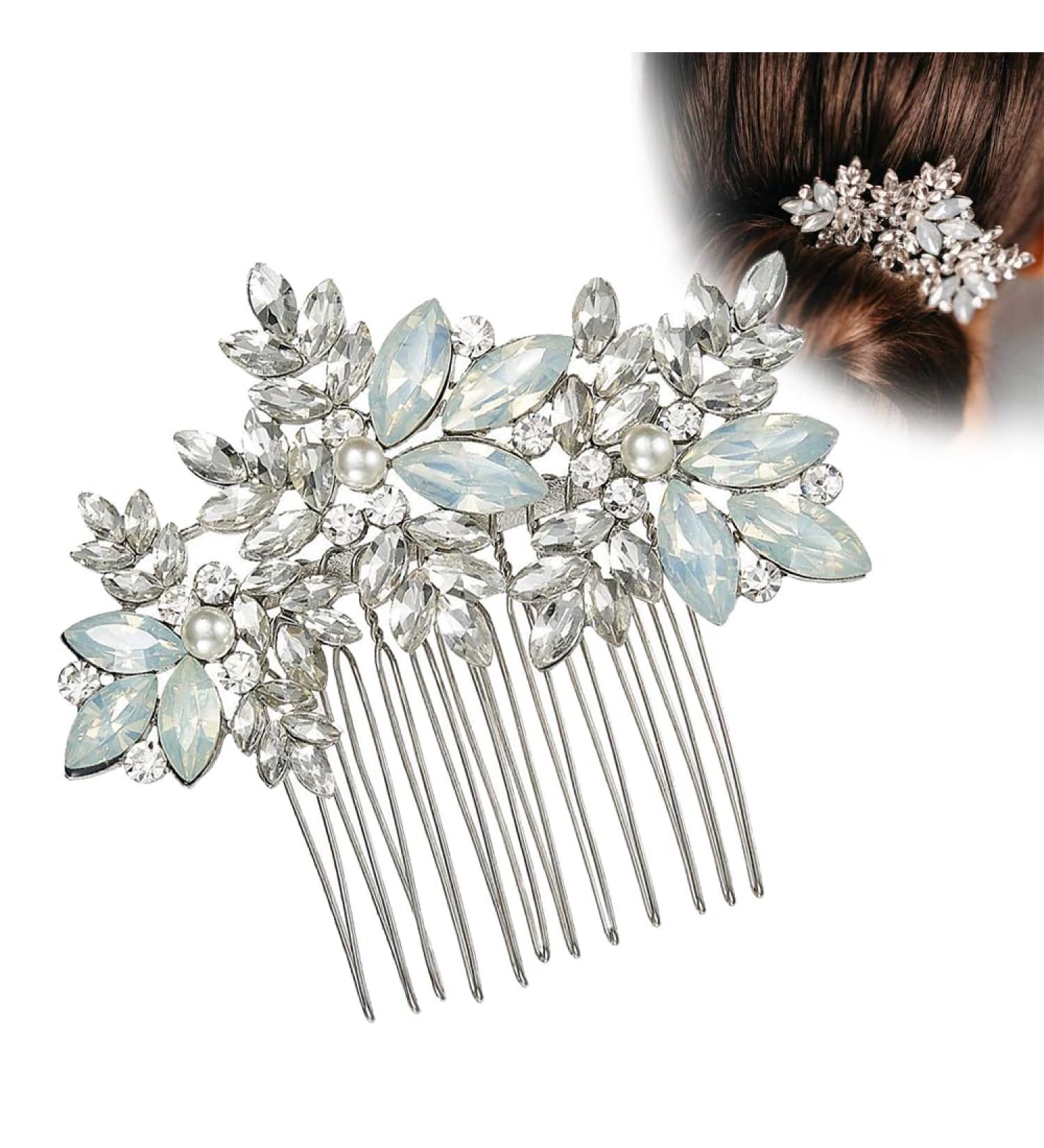 TAIOSNADJ Crystal Bridal Hair Comb Handmade Hair Accessories Wedding Rhinestone Hair Side Comb for Bride Wedding Prom Flower Girl Headpieces - Buy Online on GoSupps.com