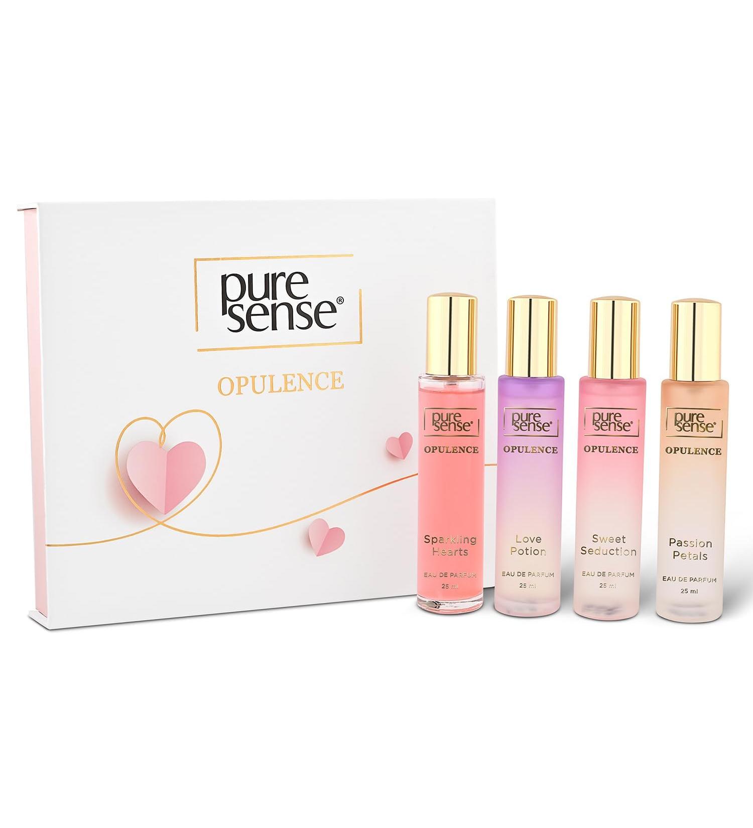 Pu'reSen'se Opulence Perfume Gift Set (Hearts + Sweet + Passion + Love) | Birthday Gifts | Long Lasting Luxury Perfume Travel Combo Pack 25x4ml | for Women Wife Girlfriend Sister - Buy Online on GoSupps.com
