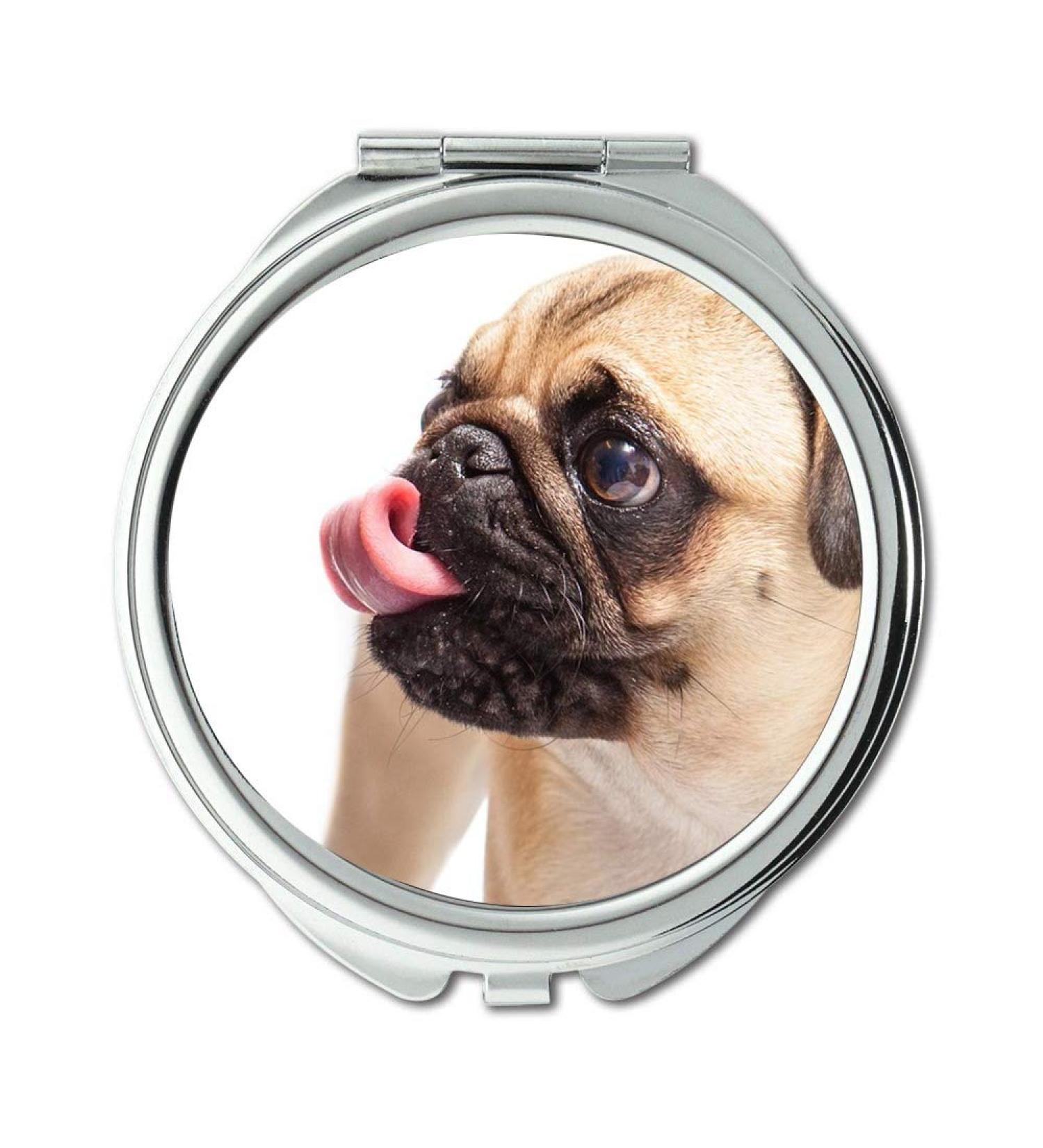 Mirror Travel Mirror Pug Dog Pet Animal Cute Tongue Pocket Mirror portable mirror - Buy Online on GoSupps.com