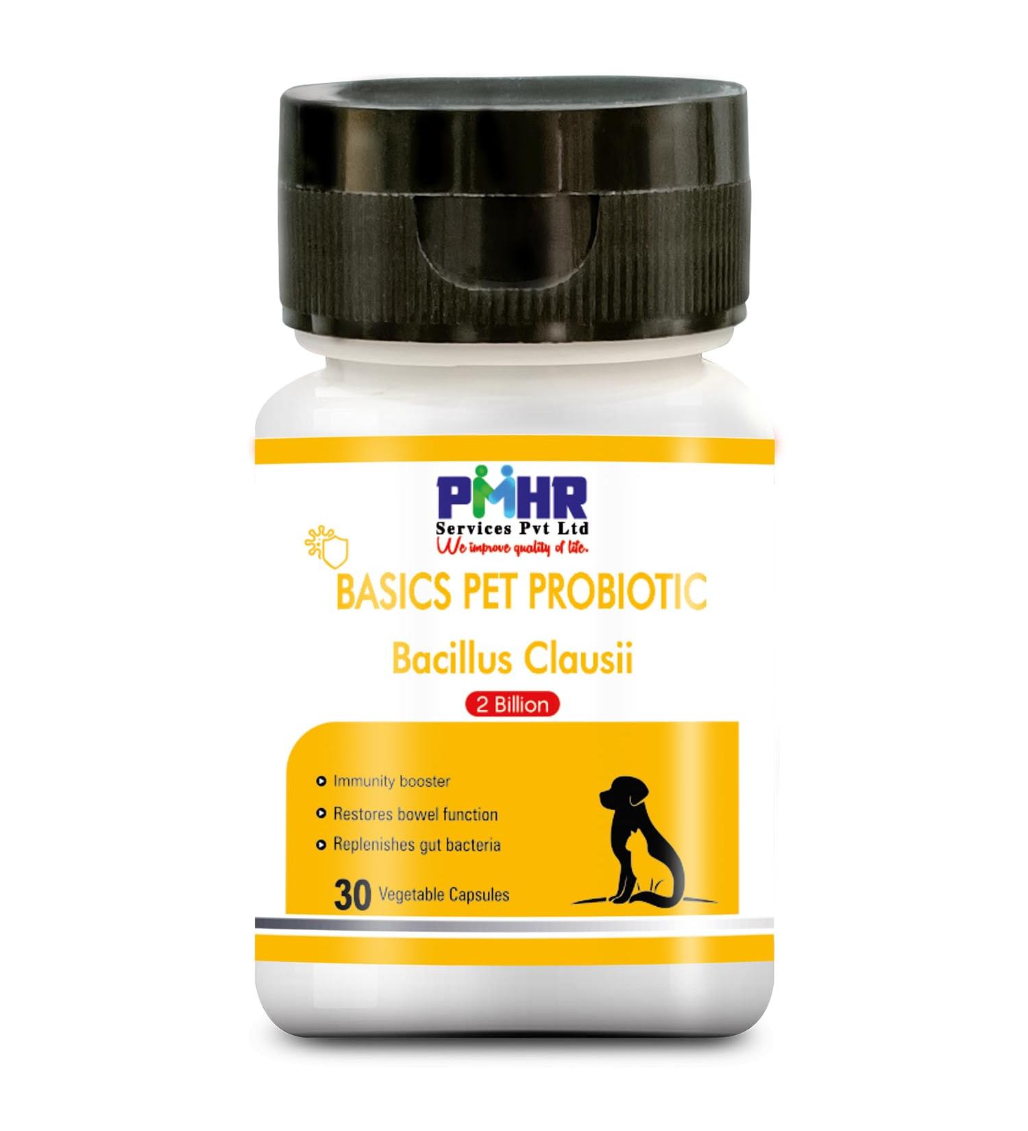 Basics Bacillus Clausii 2 Billion CFU Probiotic Capsules for Dogs Cats and Pets - Buy Online on GoSupps.com